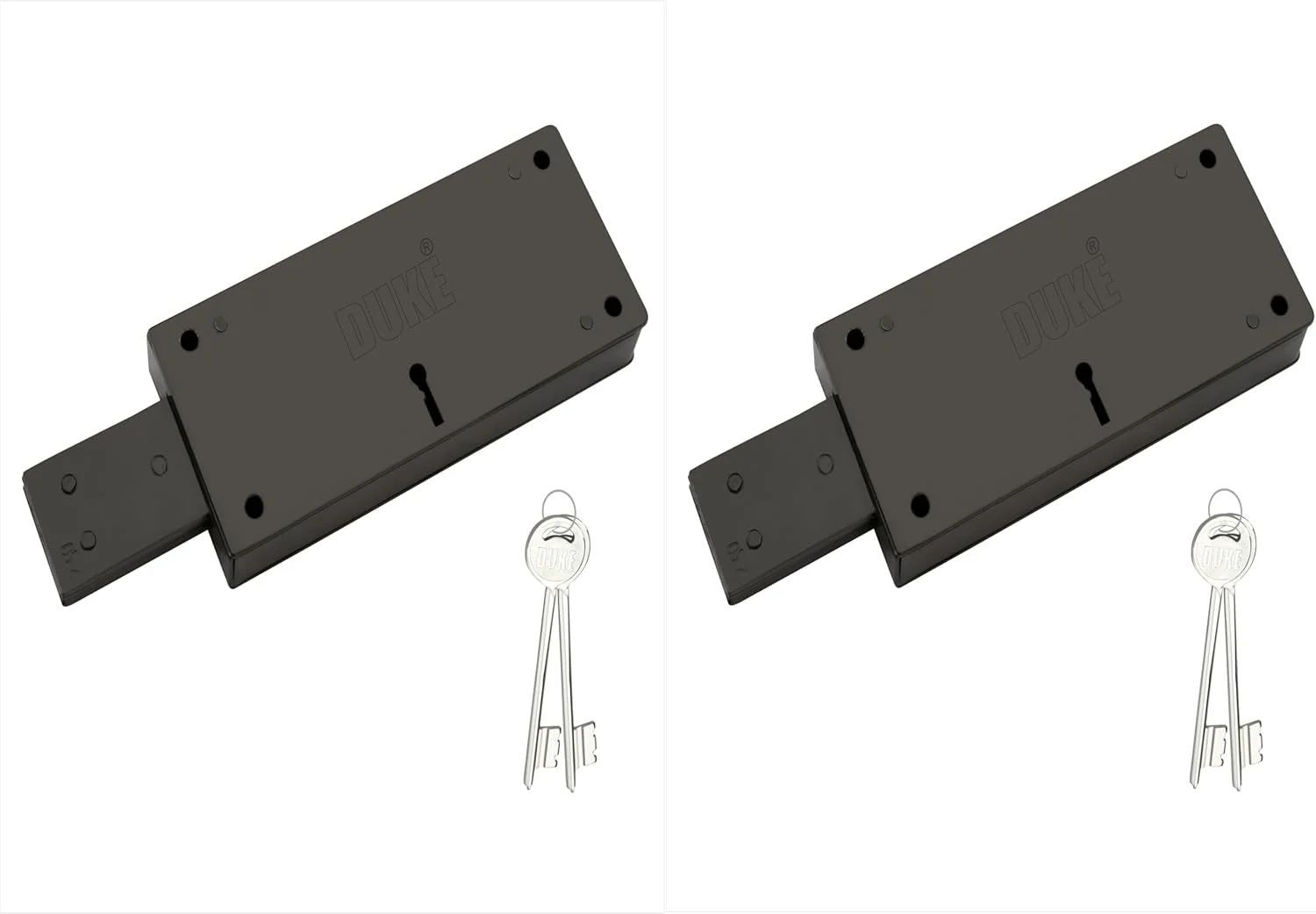 قفل کرکره ای شیک DUKE | بسته 2 عددی | قفل کرکره برقی | قفل کرکره 3 زبانه | قفل برای کرکره و درب اصلی رنگ مشکی فولادی