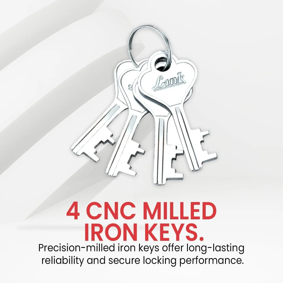 قفل گرد هوشمند لینک 65 میلی متری | 7 زبانه | قفل دوبل | حلقه سخت کاری شده | 50000 ترکیب کلید (نقره ای)