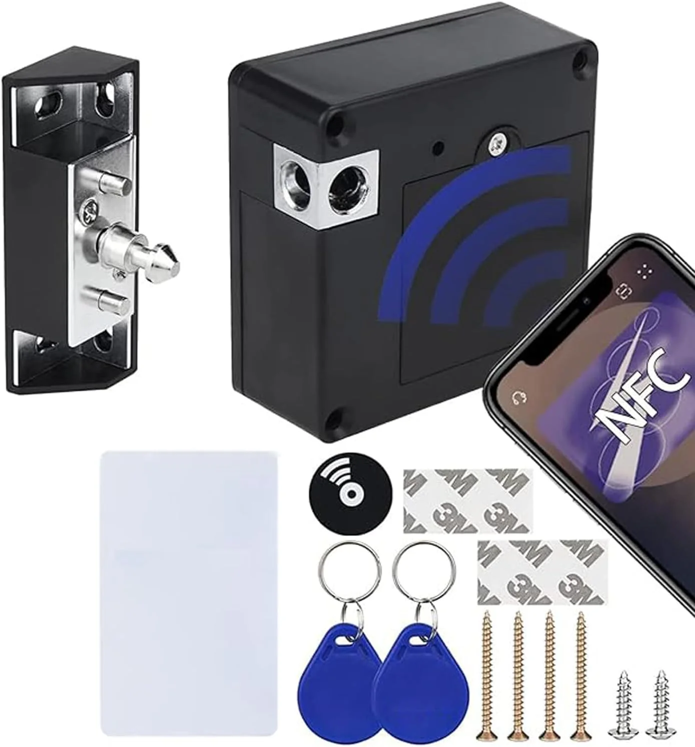 قفل کابینت مخفی RFID جیگرو، قفل الکترونیکی نامرئی کابینت با پشتیبانی از NFC، اتصال RFID برای کابینت مخفی، کشو سینه چوبی، کمد، خنک کننده شراب یا جعبه ابزار