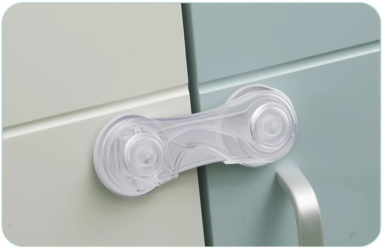 قفل ایمنی کابینت کودک HEOATH (بسته 10 عددی) - قفل های ایمنی کودک برای کشوها، درب توالت، یخچال، فر، با 10 چسب 3M اضافی (شفاف)