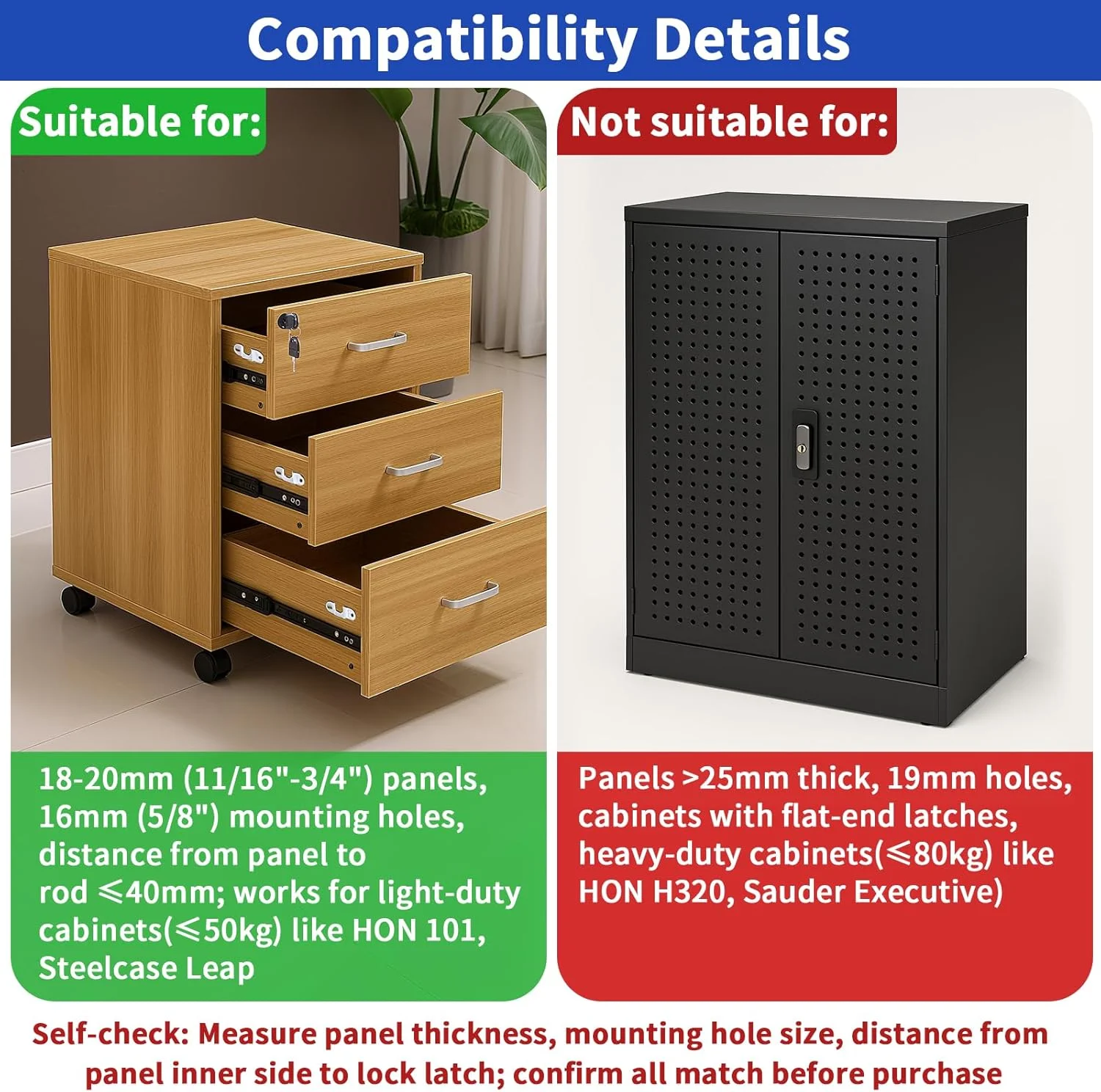 قفل کشو HOWDIA، 2 عدد قفل کابینت با کلید، قفل میز آلیاژ روی، قفل کابینت پرونده برای کمد مبلمان، طول میله قفل 40 میلی متر، قطر سیلندر 16 میلی متر (مشکی، کلیدهای متفاوت)