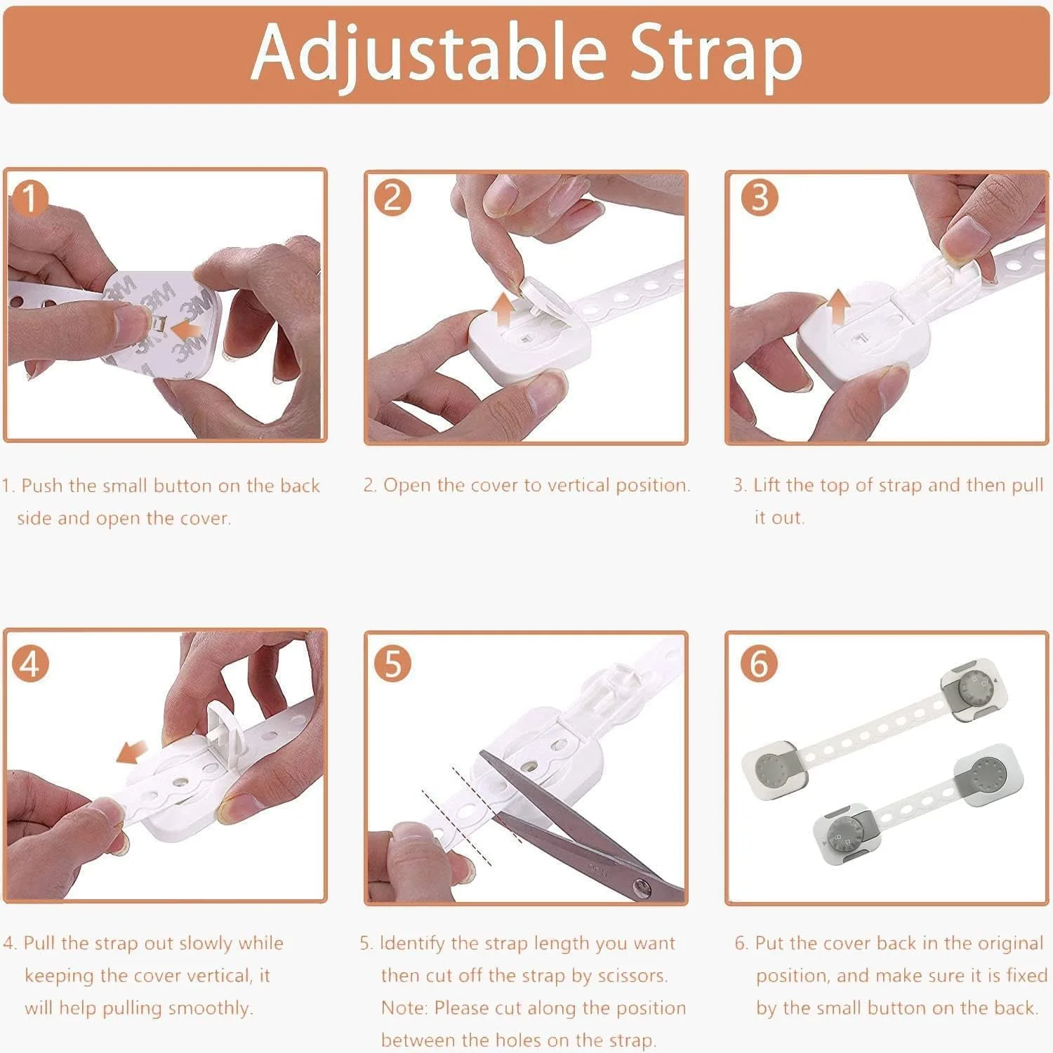 قفل ایمنی کودک، قفل دوبل، قفل کابینت محافظ کودک، قفل کودک با اندازه قابل تنظیم/انعطاف پذیر، یک بسته 6 عددی چسب 3M، بند قابل تنظیم آسان، چند منظوره و باز کردن قفل دو مرحله ای قفل ایمنی کودک، قفل دوبل، قفل کابینت محافظ کودک، قفل کودک با اندازه قابل تنظیم/انعطاف پذیر، یک بسته 6 عددی چسب 3M، بند قابل تنظیم آسان، چند منظوره و باز کردن قفل دو مرحله ای