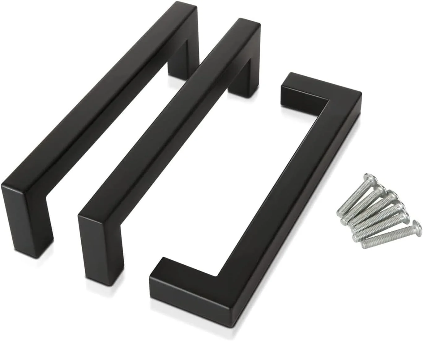 دستگیره کابینت Aputue، 3 عدد مشکی، دستگیره مربعی با سوراخ 128، دستگیره کشو استیل ضد زنگ، سخت افزار مدرن برای کمد آشپزخانه و حمام، نصب آسان دستگیره کابینت مشکی