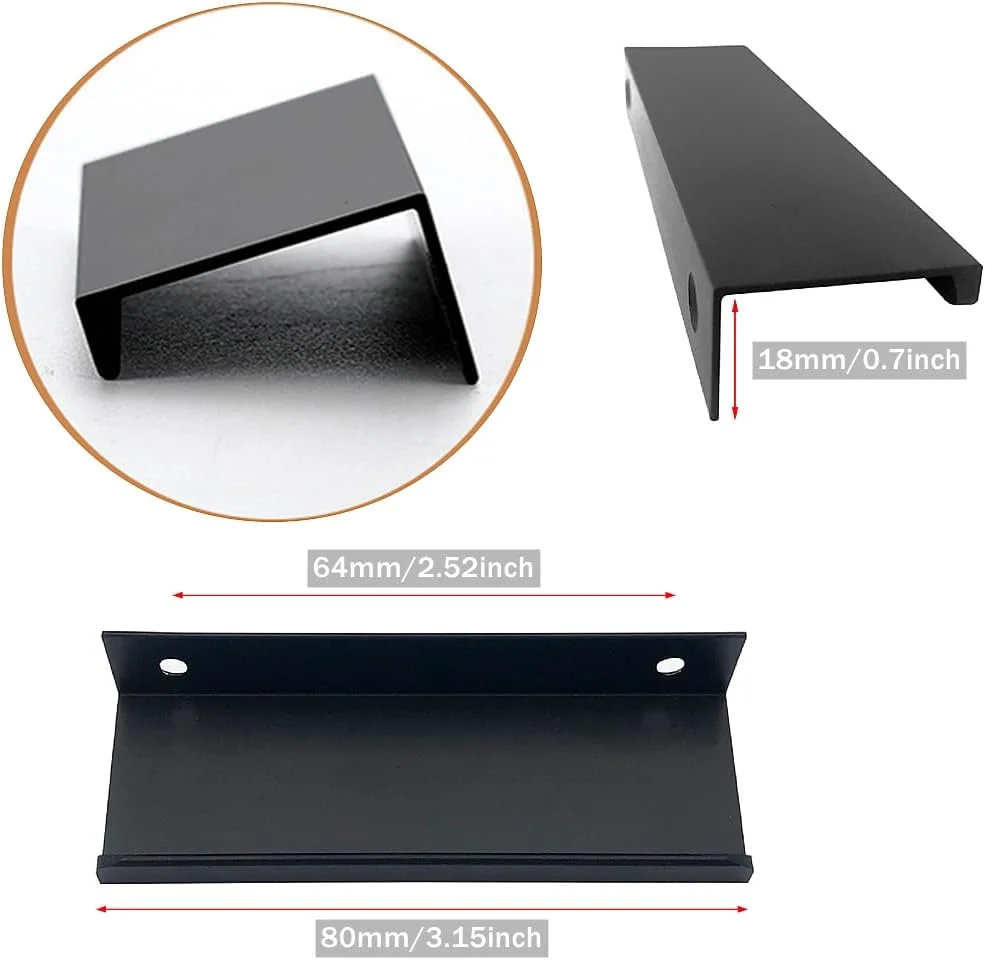 دستگیره های لبه ای مخفی کابینت آنتسن، بسته 6 عددی، دستگیره های کشویی کابینت، دستگیره های مشکی برای درب کمد، کابینت آشپزخانه، اتاق خواب، کمد دیواری و مبلمان دستگیره های لبه ای مخفی کابینت آنتسن، بسته 6 عددی، دستگیره های کشویی کابینت، دستگیره های مشکی برای درب کمد، کابینت آشپزخانه، اتاق خواب، کمد دیواری و مبلمان