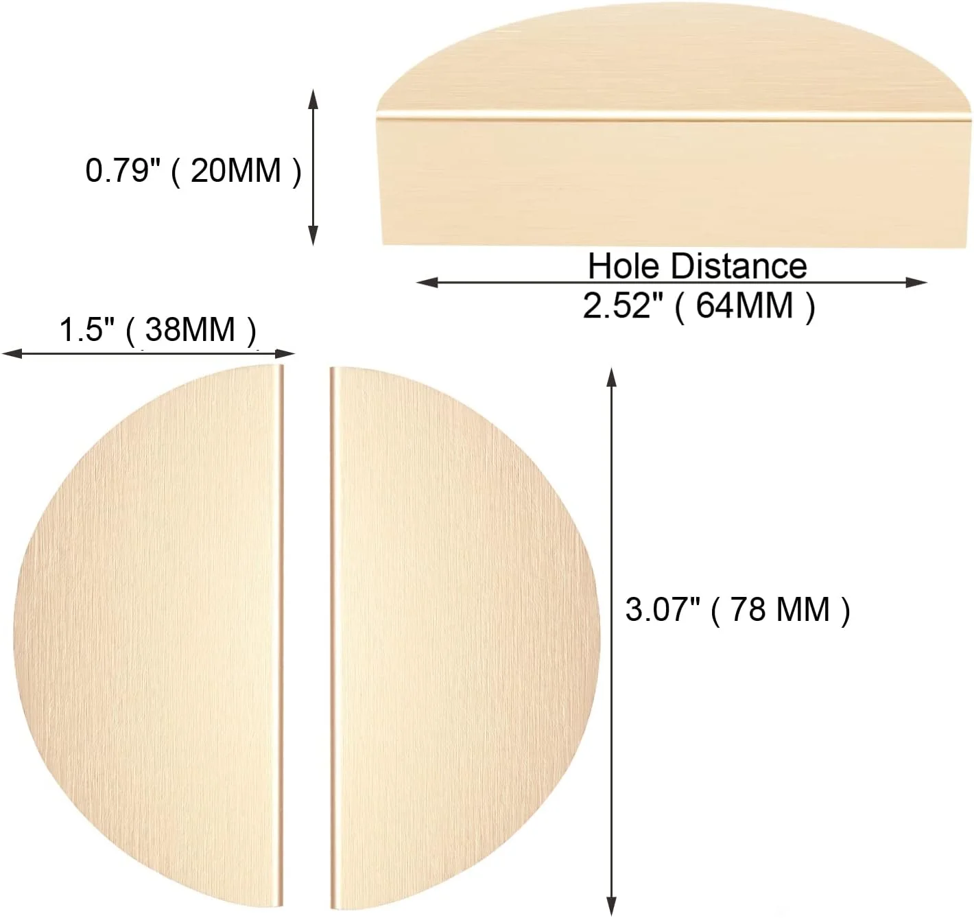 دستگیره کابینت نیم دایره طلایی مات AOBITE، بسته 2 عددی، دستگیره کشو کمد، سخت افزار کشو میز آرایش، دستگیره کابینت آشپزخانه (کوچک، بسته 2 عددی، طلایی مات)