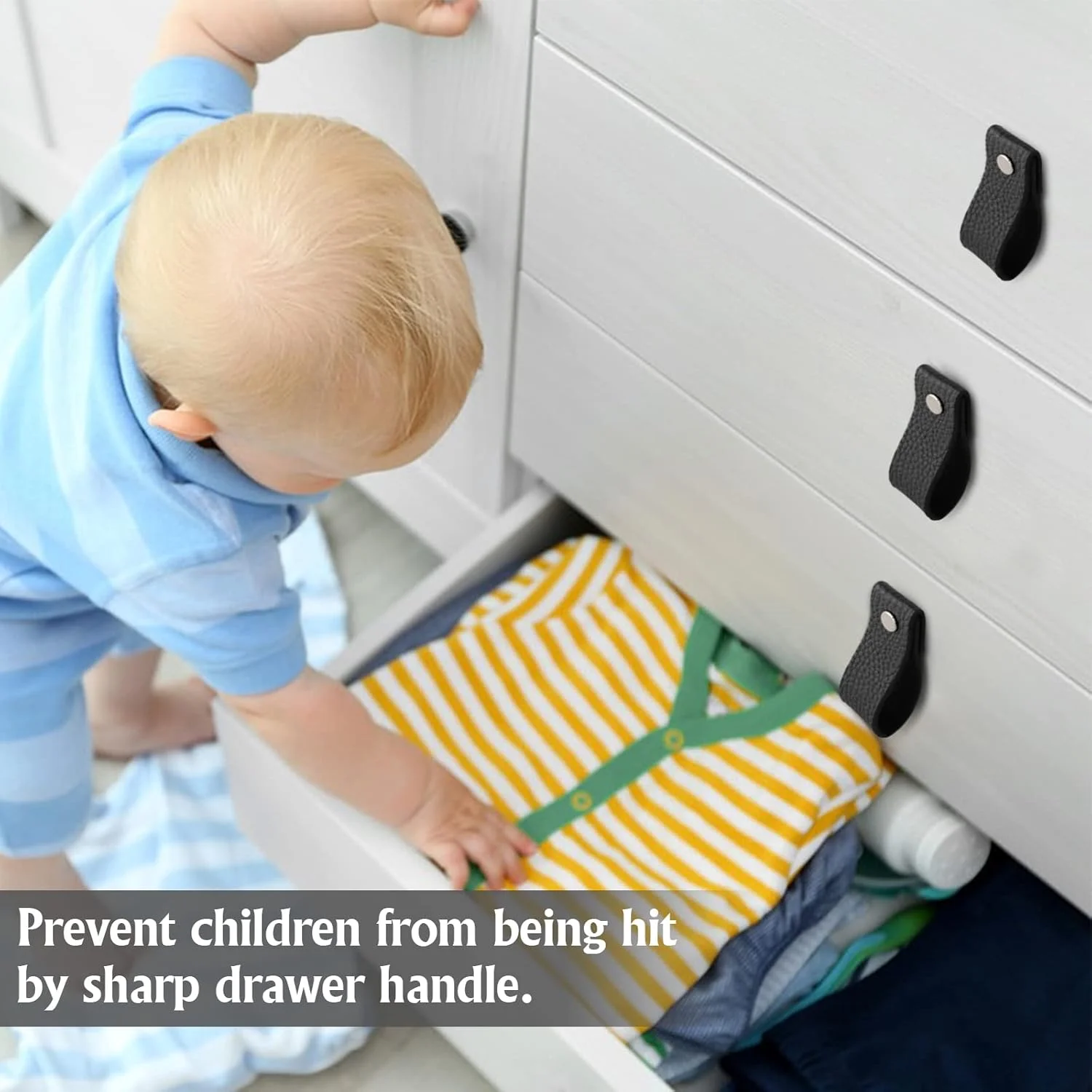 دستگیره چرمی کشو ANJUU، 12 عدد دستگیره چرمی، دستگیره های چرمی دست ساز سخت افزار کابینت دستگیره کشو برای درب های کشو کابینت کمد (مشکی)