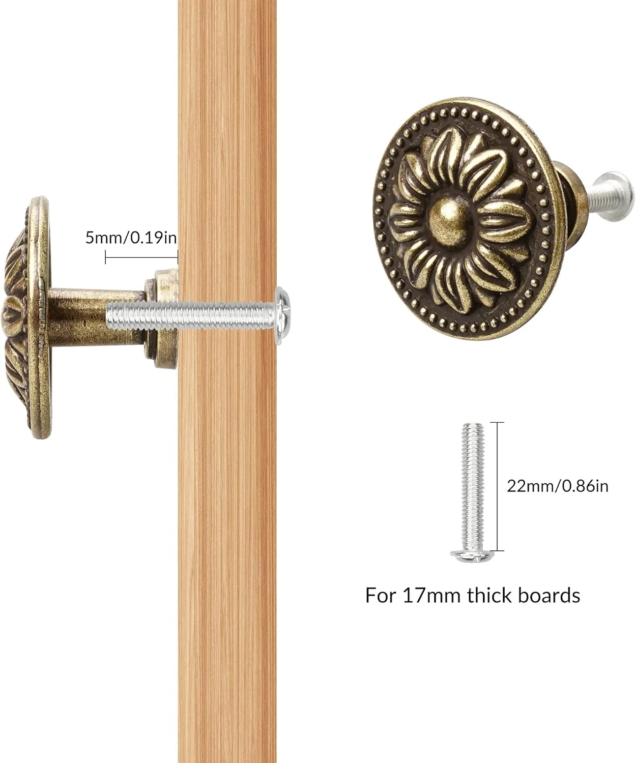 NC 8 عدد دستگیره کابینت برنزی عتیقه، دستگیره کابینت قدیمی، دستگیره کمد، دستگیره کشو برنزی رترو، دستگیره برای سخت افزار مبلمان کمد لباس، قطر 30 میلی متر