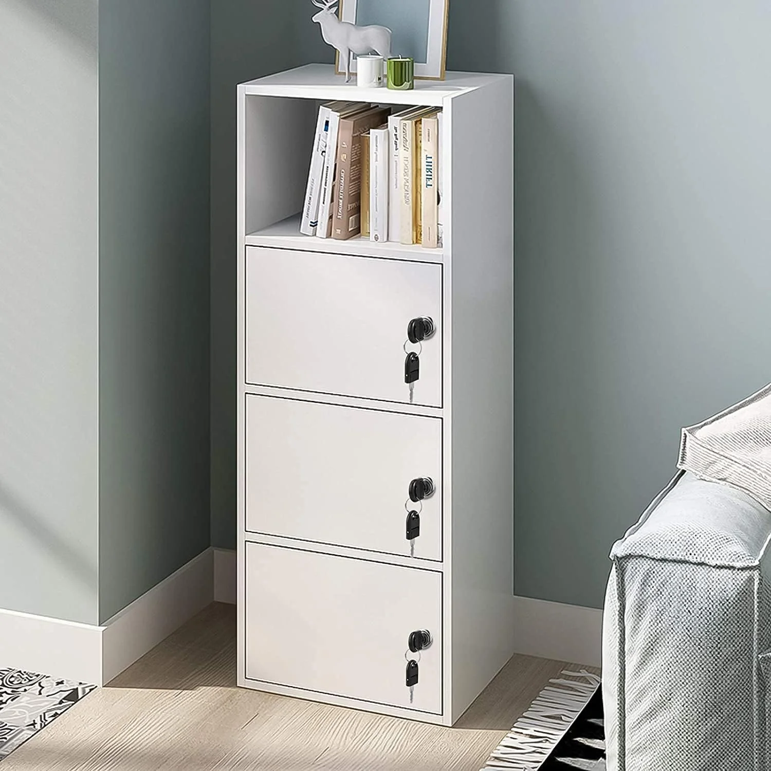 قفل کابینت Robustline، 4 عددی، قفل کشو میز، قفل کمد، قفل سخت افزاری درب کمد مبلمان آلیاژ روی با 8 کلید