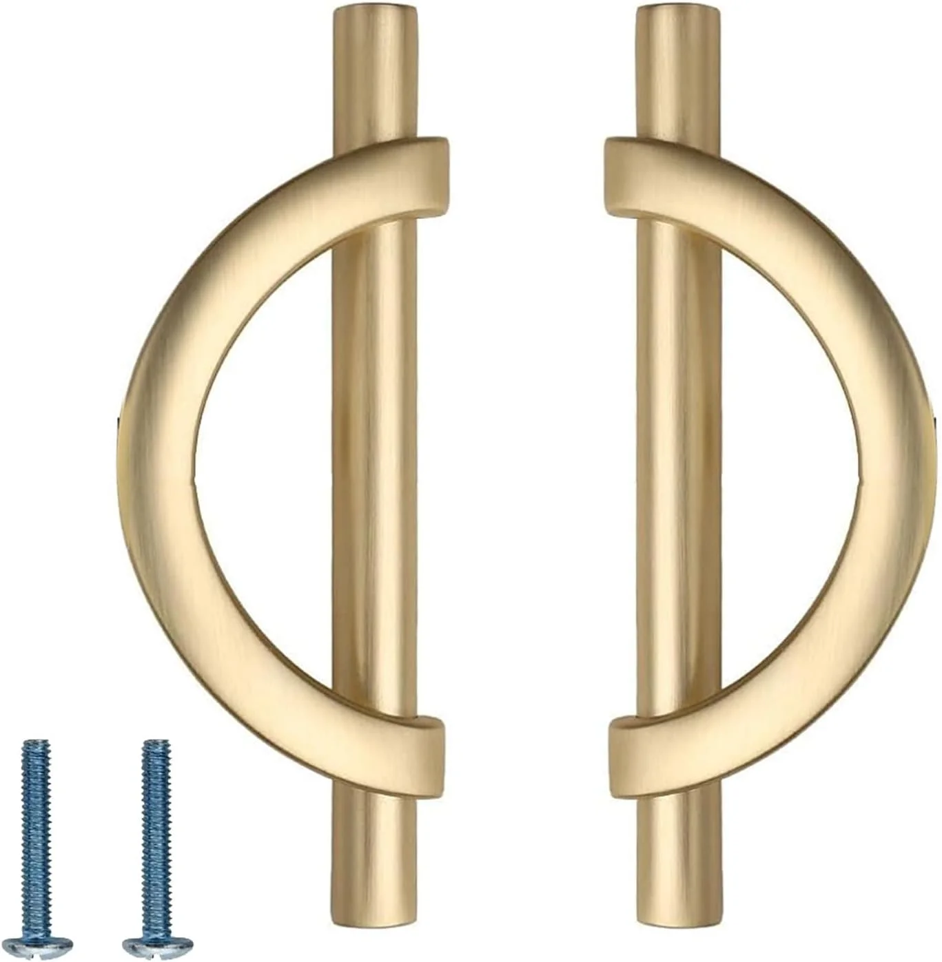 دستگیره کابینت، دستگیره های کشوی طلایی برس خورده، دستگیره های کابینت درب آشپزخانه برنزی، دستگیره های خلاقانه نیمه ماه برای درب کابینت و حمام (96 میلی متر طلایی)