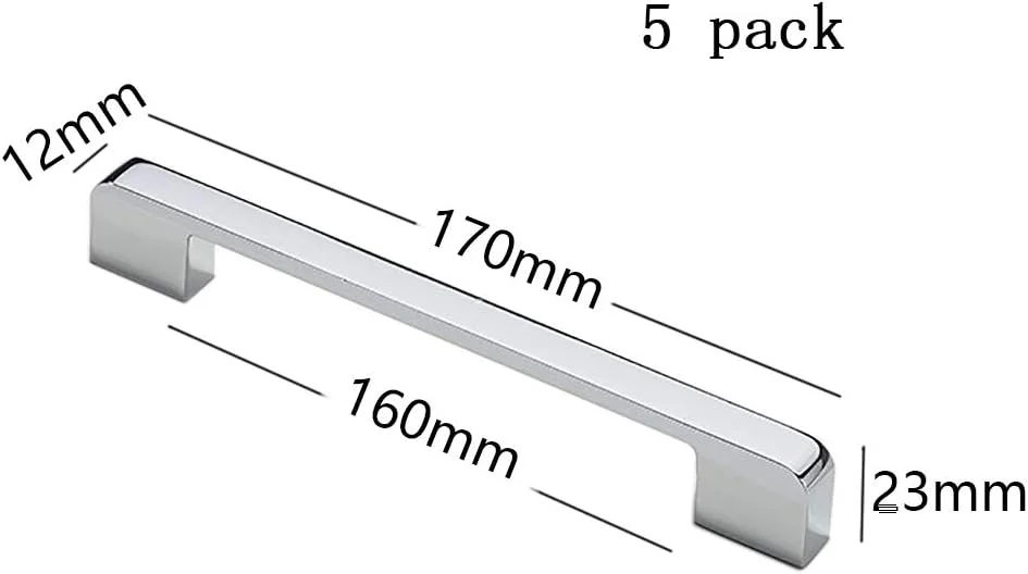 5 عدد دستگیره کابینت کشو مبلمان درب کمد آشپزخانه آلیاژ روی کروم براق میله T مرکز سوراخ 160 میلی متر