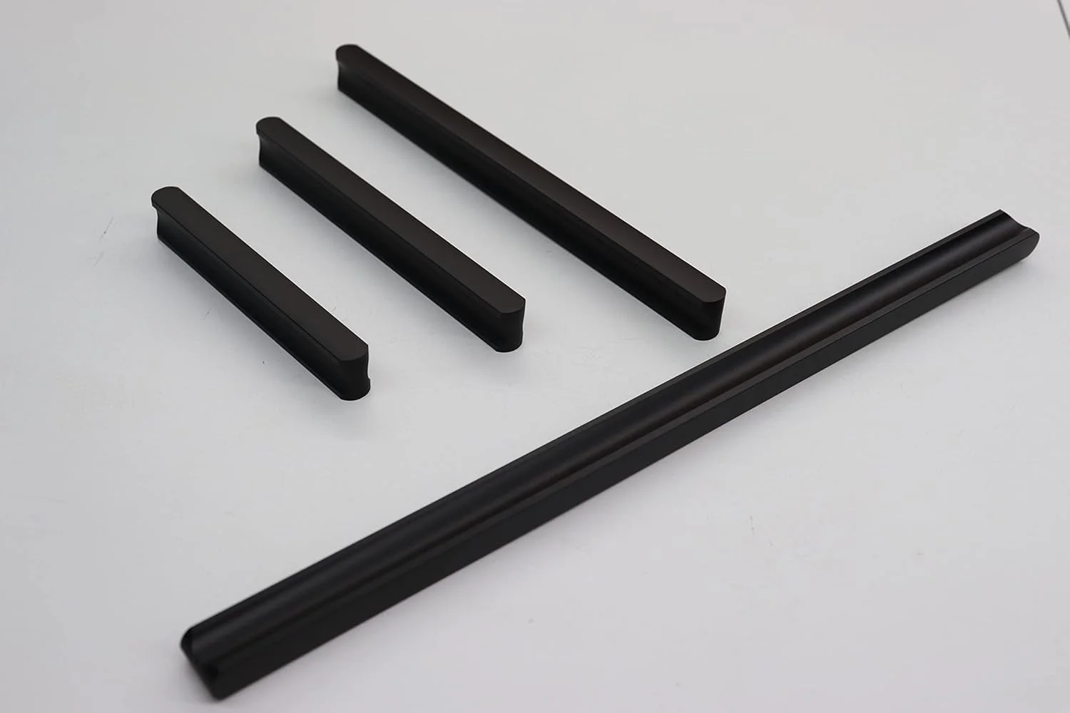 دستگیره کابینت VILA F1012، دستگیره کشو، آلیاژ روی جامد، مشکی مات، مناسب برای کابینت آشپزخانه و مبلمان، 1 عدد، سایز: (320 میلی متر)