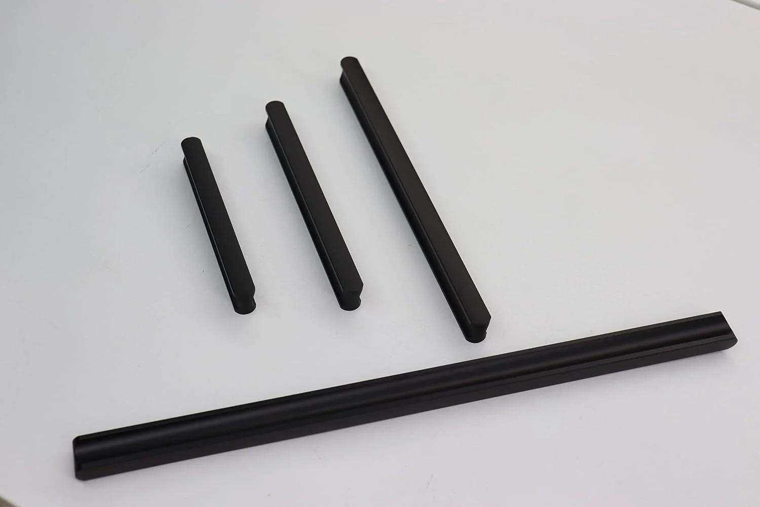 دستگیره کابینت VILA F1012، دستگیره کشو، آلیاژ روی جامد، مشکی مات، مناسب برای کابینت آشپزخانه و مبلمان، 1 عدد، سایز: (320 میلی متر)