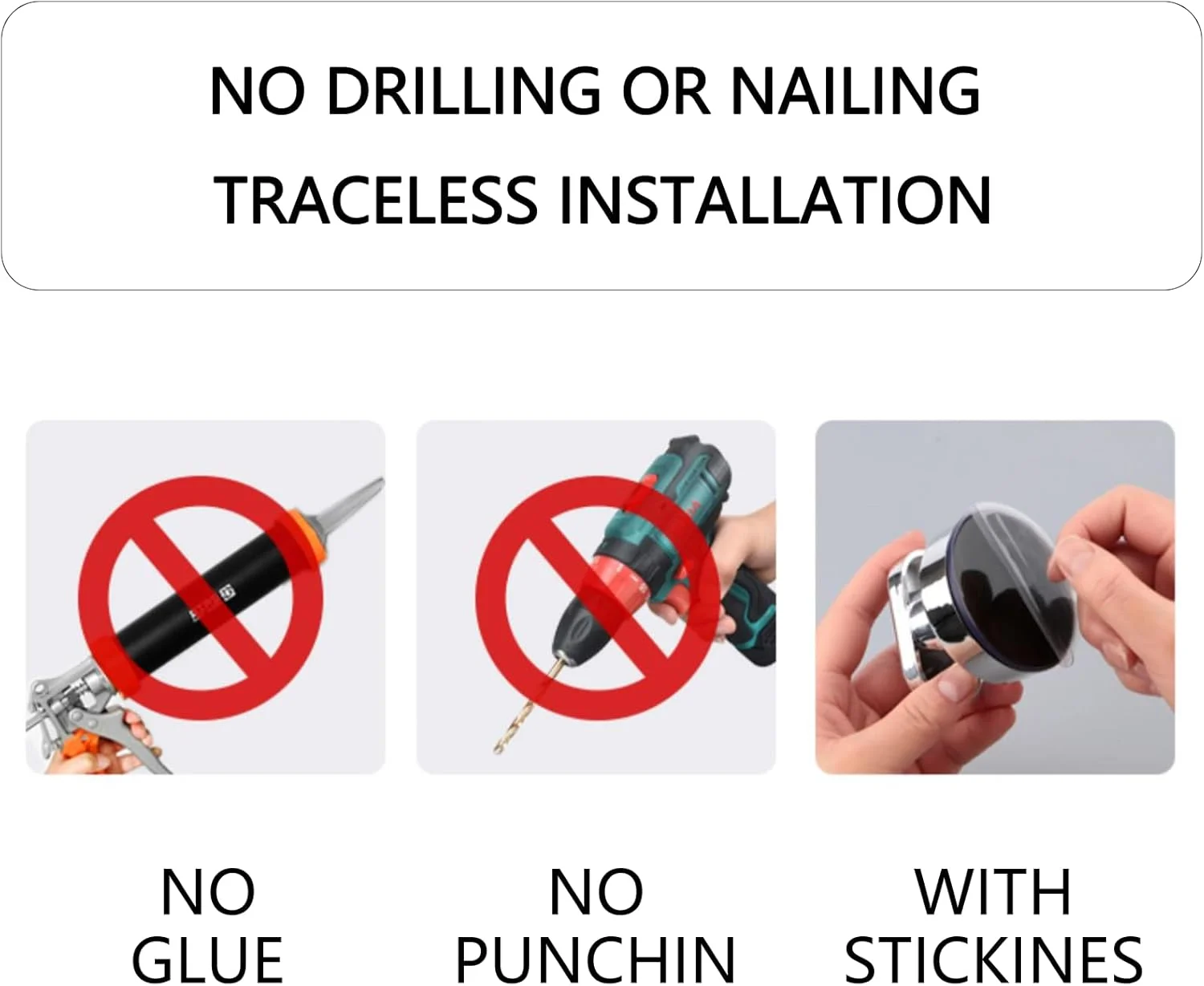 CCKHDD 2 عدد دستگیره درب شیشه ای آینه ای مکنده قوی، دستگیره درب کشویی حمام مکنده خلاء فوق العاده برای درب، پنجره، کابینت، توالت، کنترل مبلمان دستگیره (سفید)