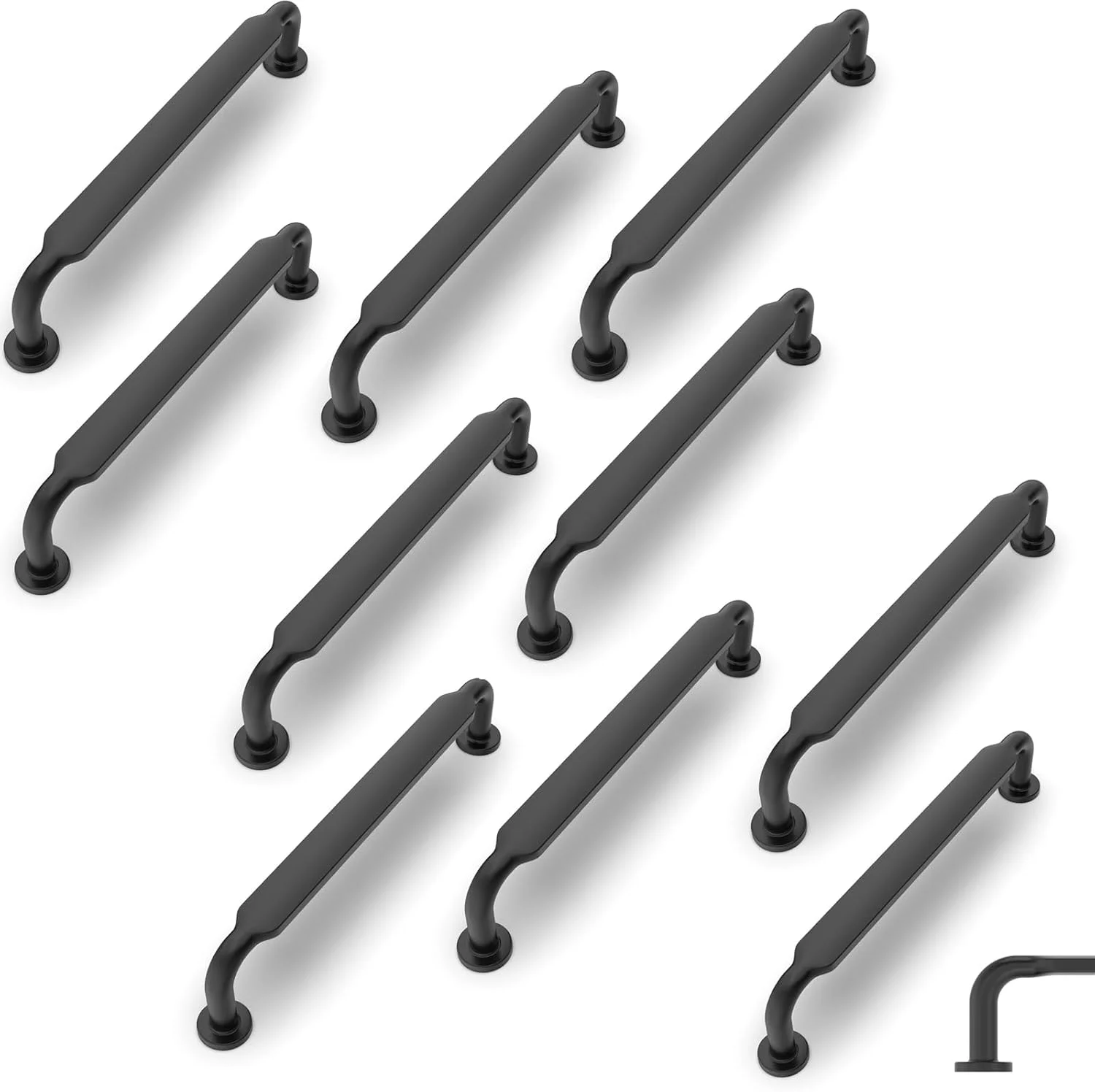 دستگیره کابینت مشکی مات Azonee، بسته 10 عددی، فاصله مرکز سوراخ 96 میلی متر، دستگیره کشو آلیاژ روی با 20 پیچ (22 میلی متر) برای سخت افزار آشپزخانه، کمد، دراور و کابینت