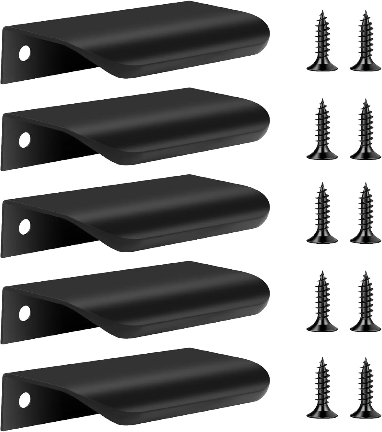 دستگیره مخفی کابینت آشپزخانه BIGTHREE بسته 5 عددی، دستگیره کابینت مخفی 80 میلی متری (3.15 اینچ) برای آشپزخانه، کمد و کشو، مشکی مات، مدرن و بادوام (نصب نامرئی)