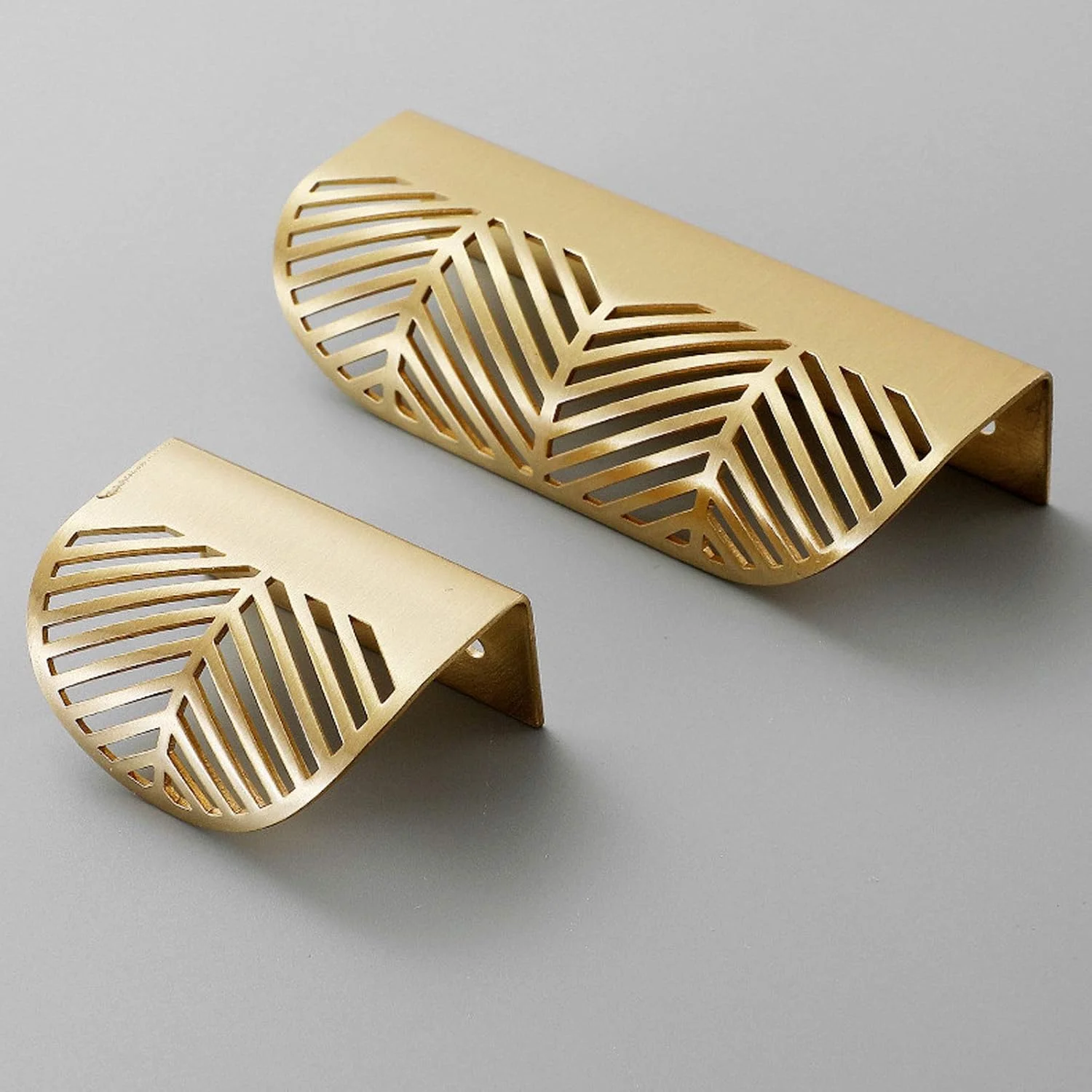 دستگیره کابینت طلایی برنجی - دستگیره درب منحنی مدرن، مناسب برای کمد و کابینت