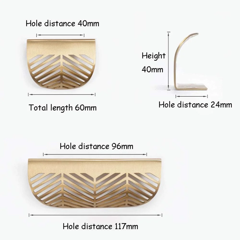 دستگیره کابینت طلایی برنجی - دستگیره درب منحنی مدرن، مناسب برای کمد و کابینت