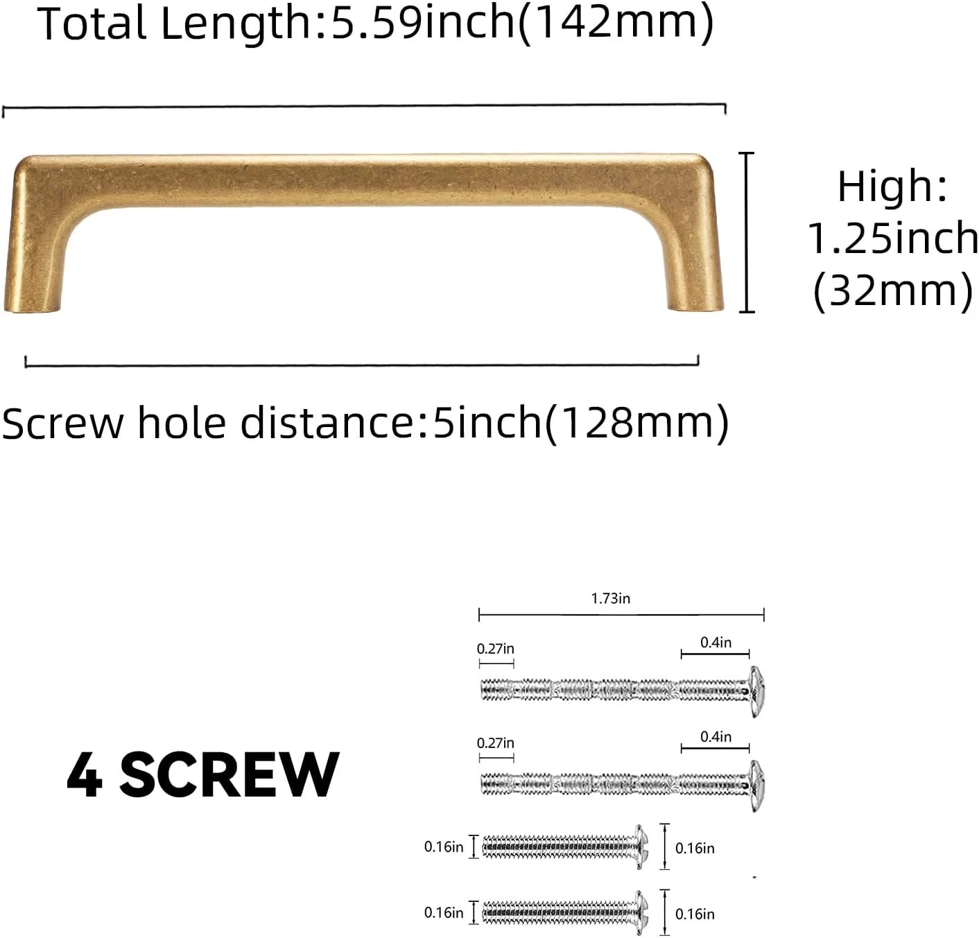 دستگیره کابینت آشپزخانه BUKOBYHE بسته 10 عددی، 5 اینچی، دستگیره های برنجی عتیقه، دستگیره های کشوهای قدیمی، سخت افزار آشپزخانه برنزی طلایی، دستگیره های جامد برای کابینت ها، دستگیره های کمد، دستگیره های کشو