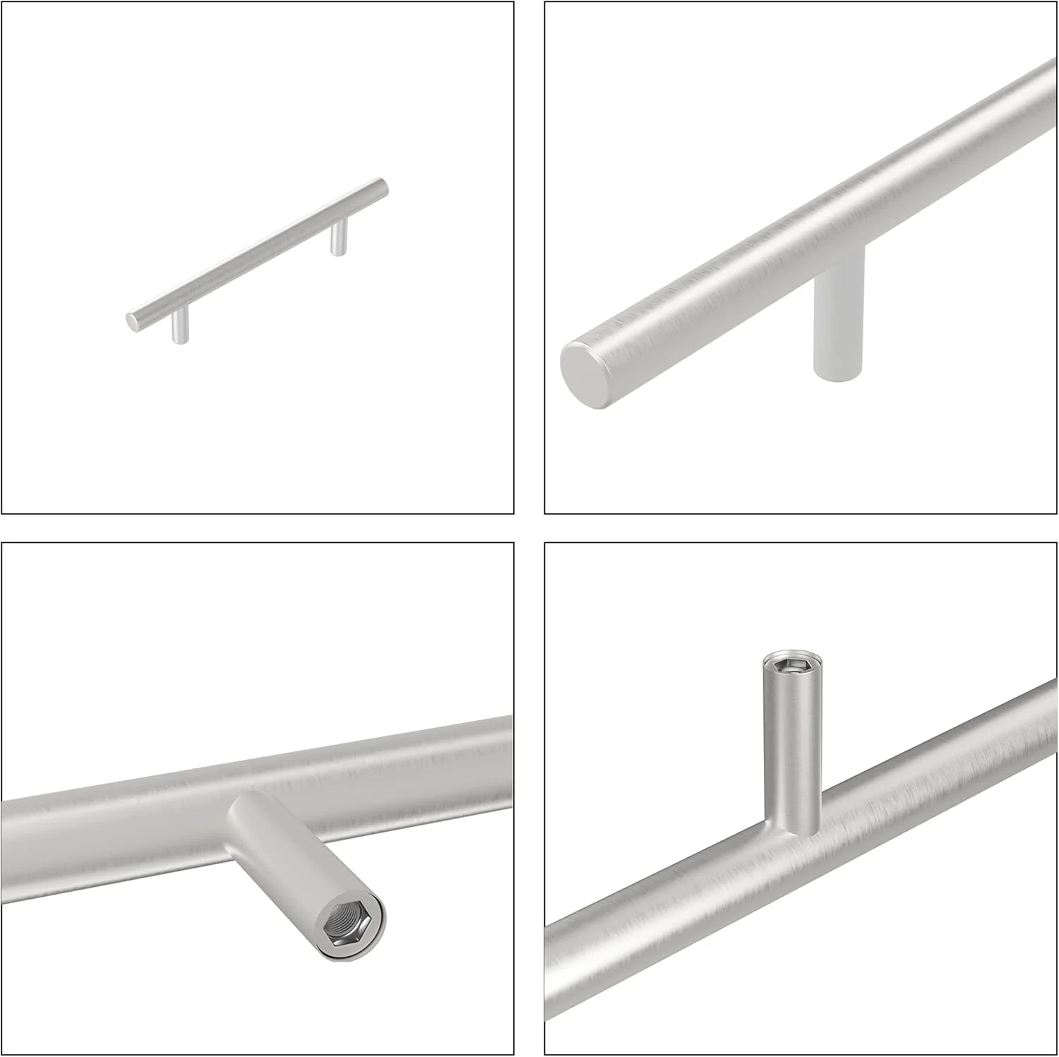 BUHO1991 ست دستگیره آشپزخانه 10 عددی 96 میلی متری همراه با پیچ، دستگیره کابینت استیل T شکل، دستگیره کشو، دستگیره درب برای مبلمان اتاق خواب آشپزخانه (10 عدد، فاصله سوراخ ها 96 میلی متر)