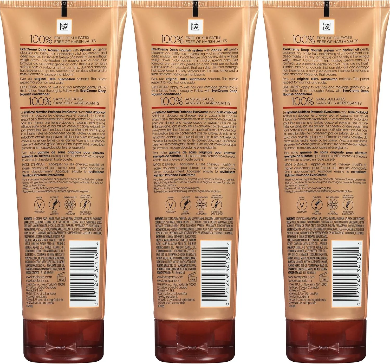 شامپو تغذیه کننده عمقی مو لورآل پاریس اورکرم بدون سولفات، 3 عدد شامپو تغذیه کننده عمقی مو لورآل پاریس اورکرم بدون سولفات، 3 عدد