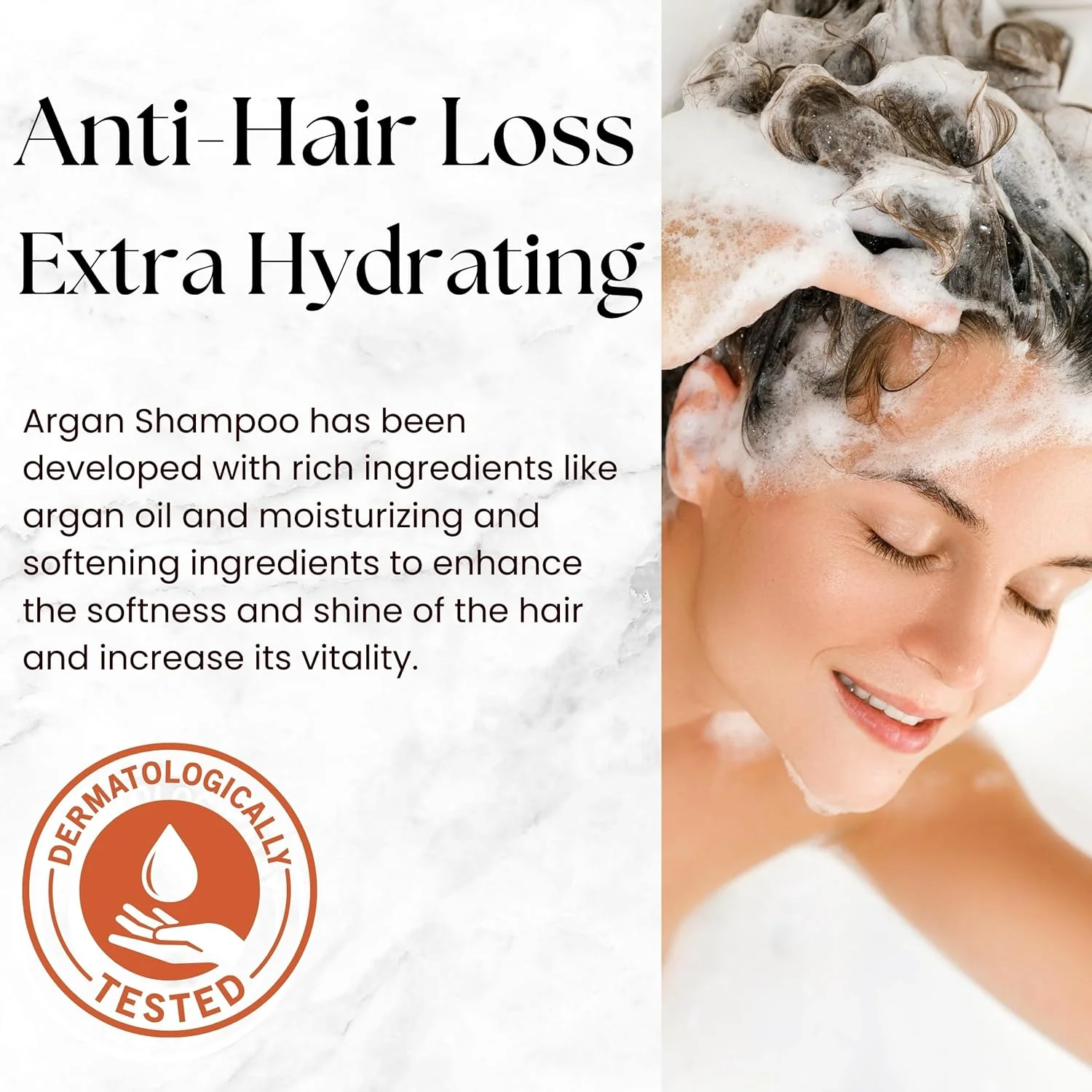 شامپو روغن آرگان مراکشی - روغن آرگان پرس سرد برای کمک به مرطوب کردن، نرم کردن و تقویت موهای آسیب دیده و خشک و وز - ضد ریزش مو - آبرسان اضافی - مراقبت از مو ضد پیری (500 میلی لیتر)