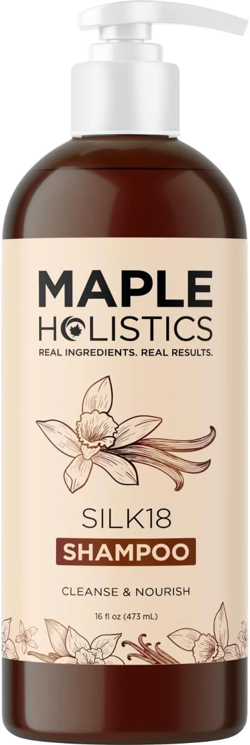 شامپو موی طبیعی Silk18 برای زنان، مردان و نوجوانان، فرمول پیشرفته ضد وز برای موهای معمولی تا خشک، بدون سولفات، مناسب موهای رنگ شده، حاوی روغن جوجوبا و آرگان خالص، مرطوب کننده ها و اسیدهای آمینه کراتین ابریشم شامپو موی طبیعی Silk18 برای زنان، مردان و نوجوانان، فرمول پیشرفته ضد وز برای موهای معمولی تا خشک، بدون سولفات، مناسب موهای رنگ شده، حاوی روغن جوجوبا و آرگان خالص، مرطوب کننده ها و اسیدهای آمینه کراتین ابریشم