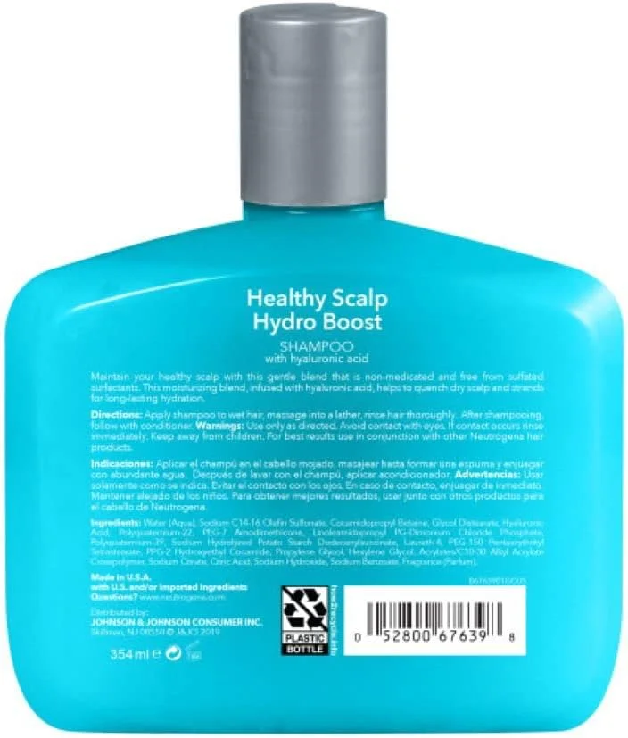 شامپو مرطوب کننده و تقویت کننده پوست سر نوتروژینا هیدرو بوست برای مو و پوست سر خشک، حاوی هیالورونیک اسید آبرسان، متعادل کننده pH، فاقد پارابن و فتالات، محافظ رنگ مو، 355 میلی لیتر (بسته 3 عددی) شامپو مرطوب کننده و تقویت کننده پوست سر نوتروژینا هیدرو بوست برای مو و پوست سر خشک، حاوی هیالورونیک اسید آبرسان، متعادل کننده pH، فاقد پارابن و فتالات، محافظ رنگ مو، 355 میلی لیتر (بسته 3 عددی)