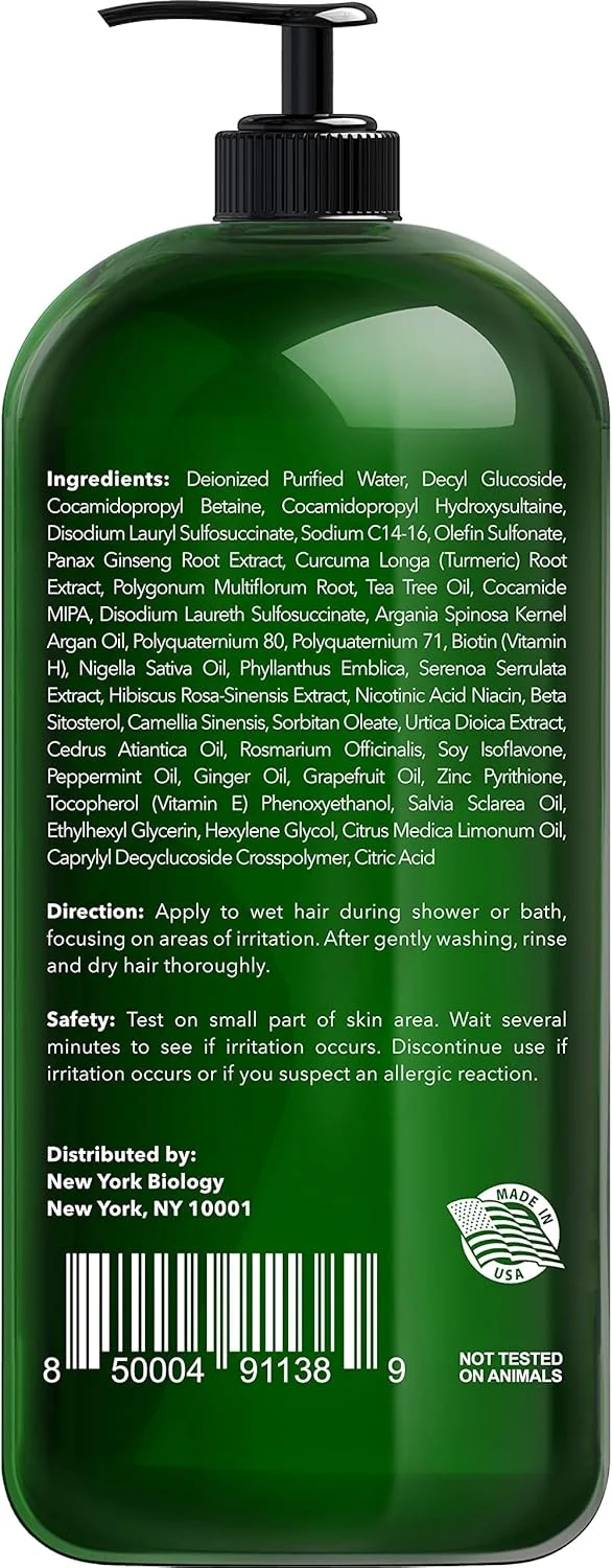 شامپو درخت چای نیویورک بیولوژی - پاک کننده عمیق - تسکین دهنده شوره سر و خارش پوست سر - درجه درمانی - کمک به تقویت رشد مو - 500 میلی لیتر