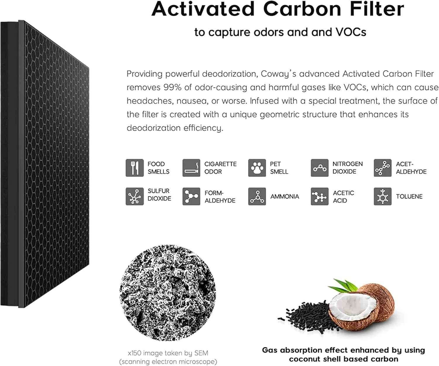 دستگاه تصفیه هوای حرفه ای Coway AirMega برای خانه، با طول عمر فیلتر بسیار بالا 8500 ساعت، فیلتر HEPA سبز، (حداکثر 2 مجموعه فیلتر (AirMega 300S))