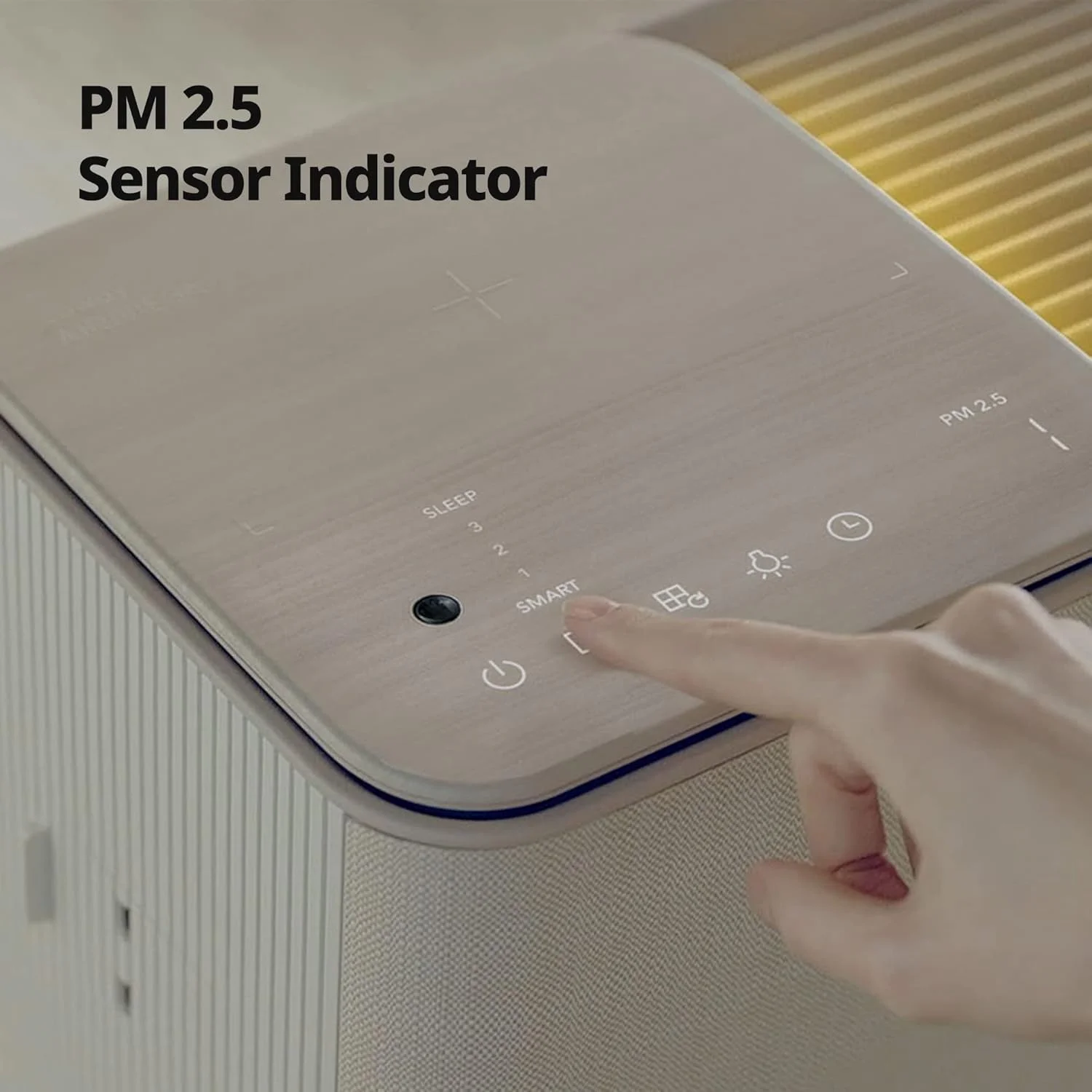 دستگاه تصفیه هوا Coway Airmega Icon True HEPA با قابلیت نظارت بر کیفیت هوا، حالت خودکار، نشانگر فیلتر و شارژر بی‌سیم، پوشش 60 متر مربع، بژ