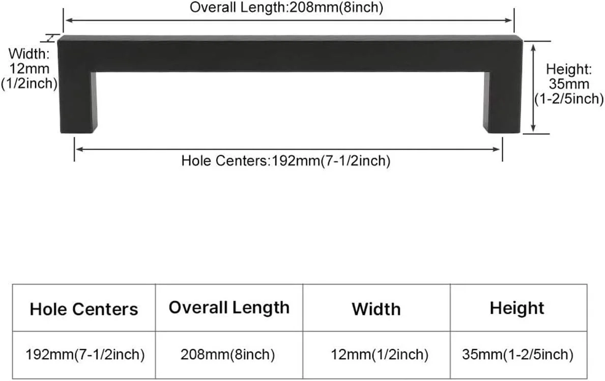 دستگیره کوچک کمدی DELFINO، دستگیره کوچک مشکی کمد، دستگیره مربعی جامد مشکی کابینت، سخت افزار مشکی کابینت، دستگیره های مدرن کابینت اتاق خواب، 1 عدد