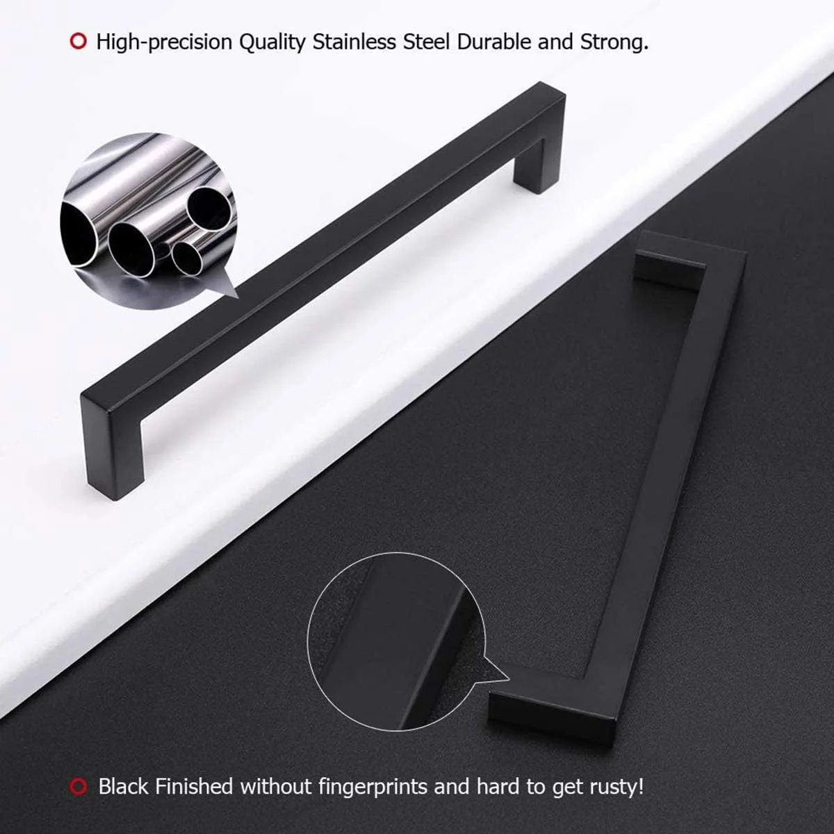 دستگیره کوچک کمدی DELFINO، دستگیره کوچک مشکی کمد، دستگیره مربعی جامد مشکی کابینت، سخت افزار مشکی کابینت، دستگیره های مدرن کابینت اتاق خواب، 1 عدد