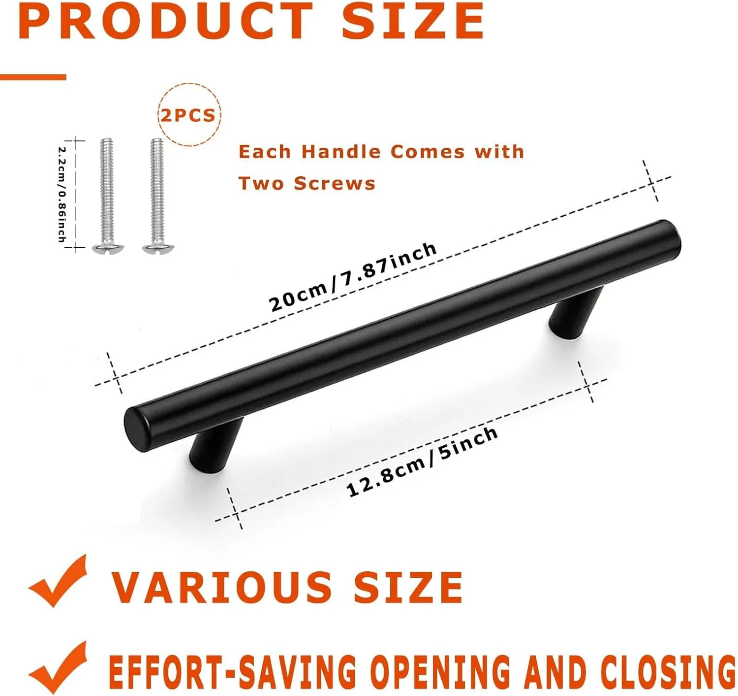 دستگیره کابینت Diylove بسته 10 عددی، دستگیره کمد آشپزخانه استیل ضد زنگ، دستگیره کشو کمد سخت افزاری، مشکی مات (مرکز سوراخ 128 میلی متر)