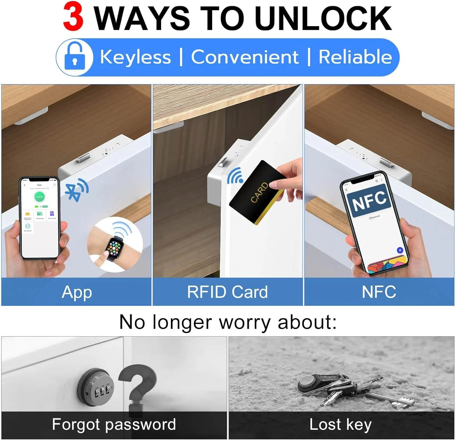 قفل کابینت هوشمند مخفی Tazweeq، قفل درب کابینت، قفل ایمنی کودک بلوتوثی الکترونیکی RFID بدون کلید برای مبلمان مخفی، کابینت مشروب، قفسه انبار، کشو، کمد، سفید قفل کابینت هوشمند مخفی Tazweeq، قفل درب کابینت، قفل ایمنی کودک بلوتوثی الکترونیکی RFID بدون کلید برای مبلمان مخفی، کابینت مشروب، قفسه انبار، کشو، کمد، سفید