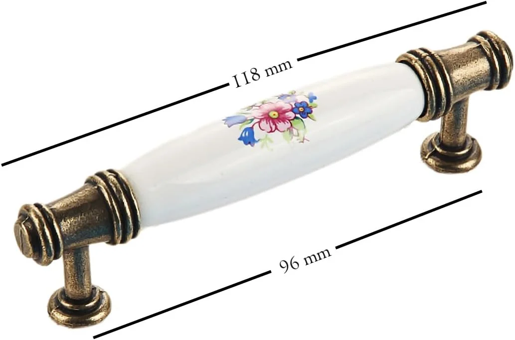 دستگیره کابینت طرح قدیمی EBETA، دستگیره کمانی، دستگیره سرامیکی، دستگیره درب، دستگیره مبلمان طرح رترو، دستگیره کشو، دستگیره مبلمان، فاصله سوراخ 96 میلی متر، بسته 10 عددی