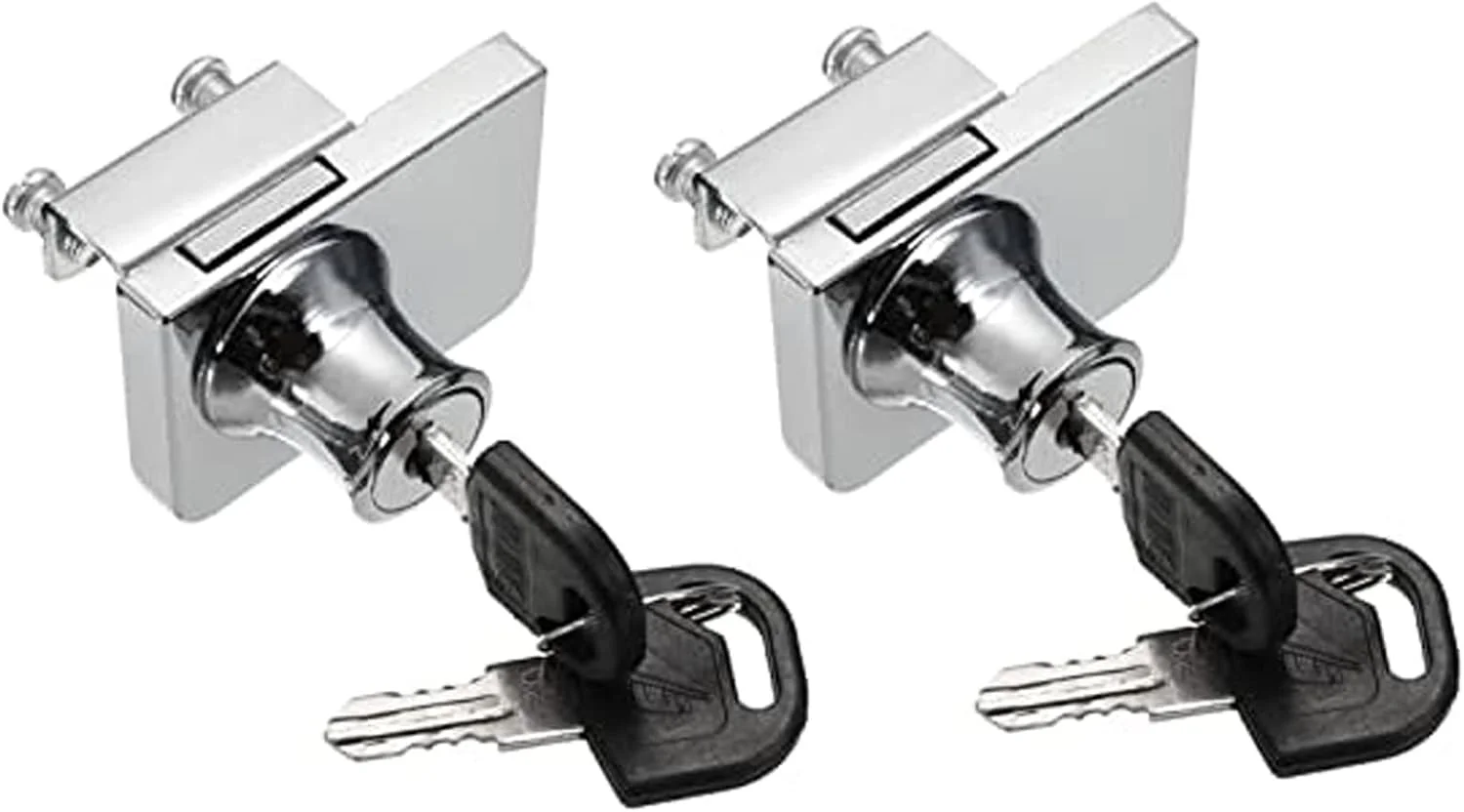 Young Wolf Chrome Plated Glass Cabinet Lock for IKEA with 2 Keys Glass Window Lock Single Swing Glass Cabinet Showcase Door Lock (2)