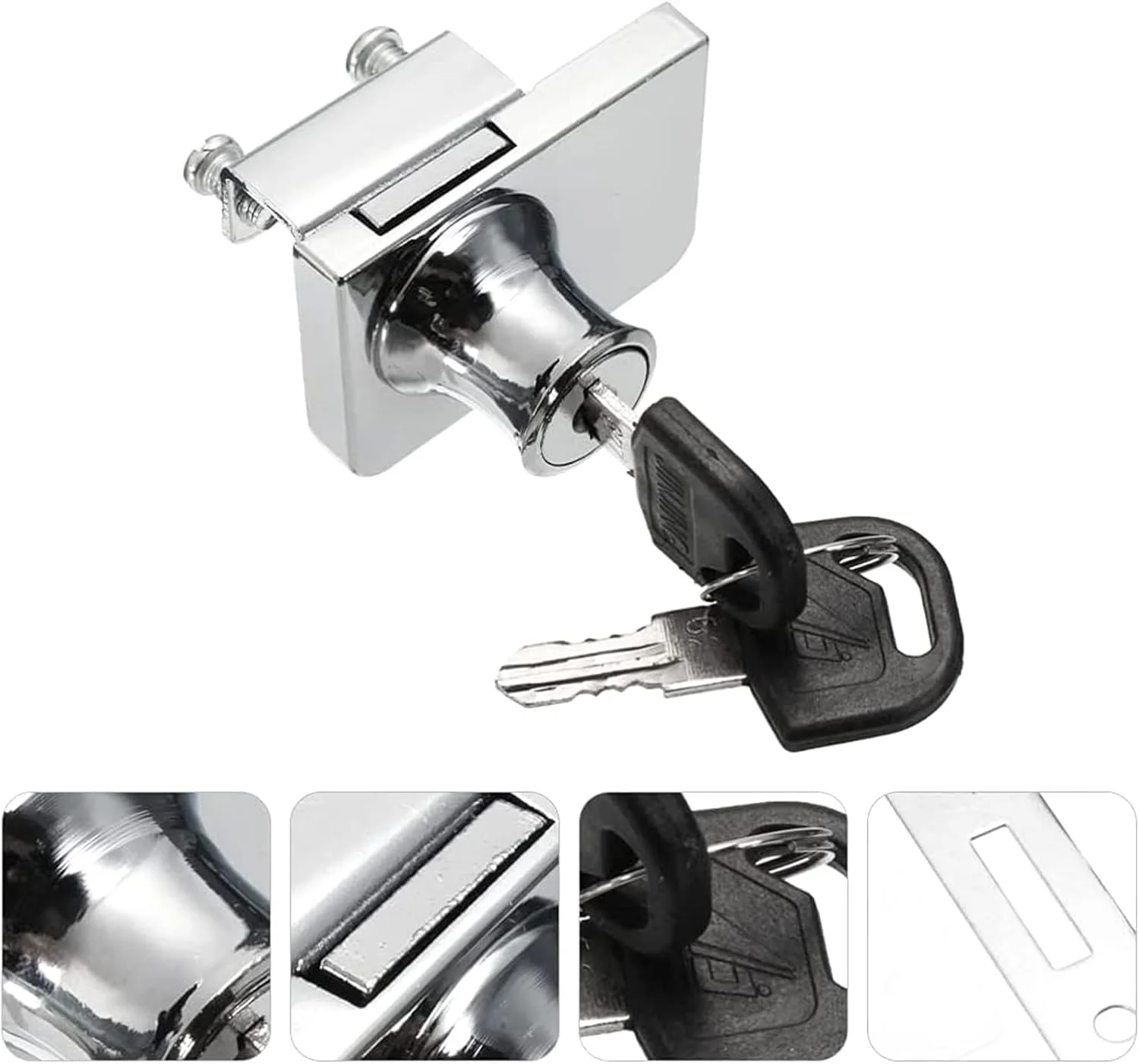 Young Wolf Chrome Plated Glass Cabinet Lock for IKEA with 2 Keys Glass Window Lock Single Swing Glass Cabinet Showcase Door Lock (2)