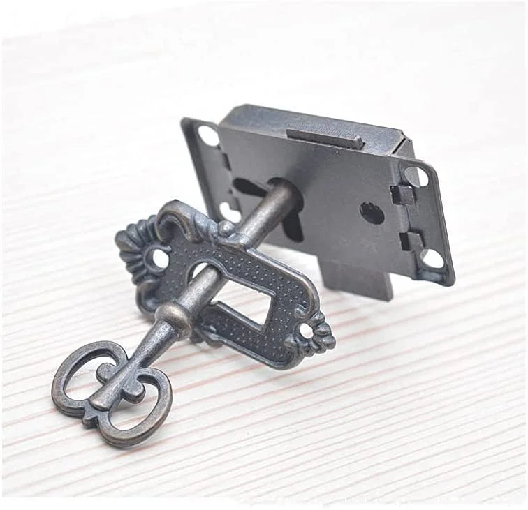 قفل مبلمان WANGCL، قفل کابینت برنزی قرمز عتیقه، قفل قدیمی جایگزین، قفل درب کمد نوع مربعی