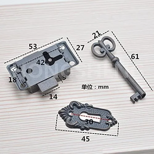 قفل مبلمان WANGCL، قفل کابینت برنزی قرمز عتیقه، قفل قدیمی جایگزین، قفل درب کمد نوع مربعی