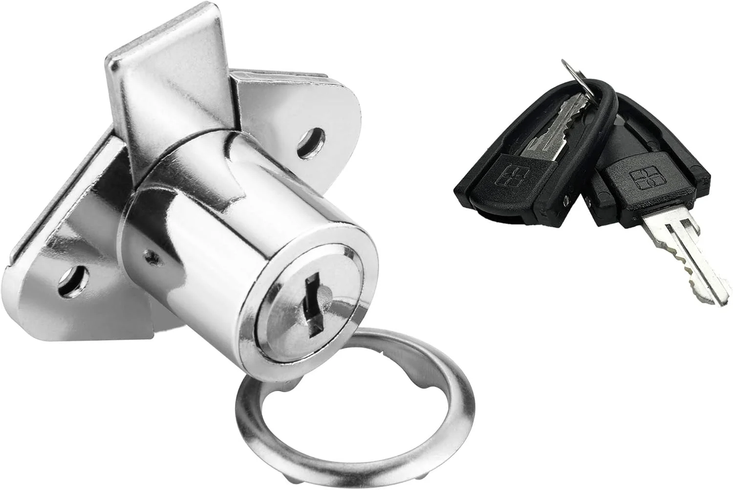 قفل کشو میز اداری XIEHE 801، قفل درب کابینت با 2 کلید، قطر بیرونی 7/8 اینچ (2 عدد، کروم، کلیدهای متفاوت)