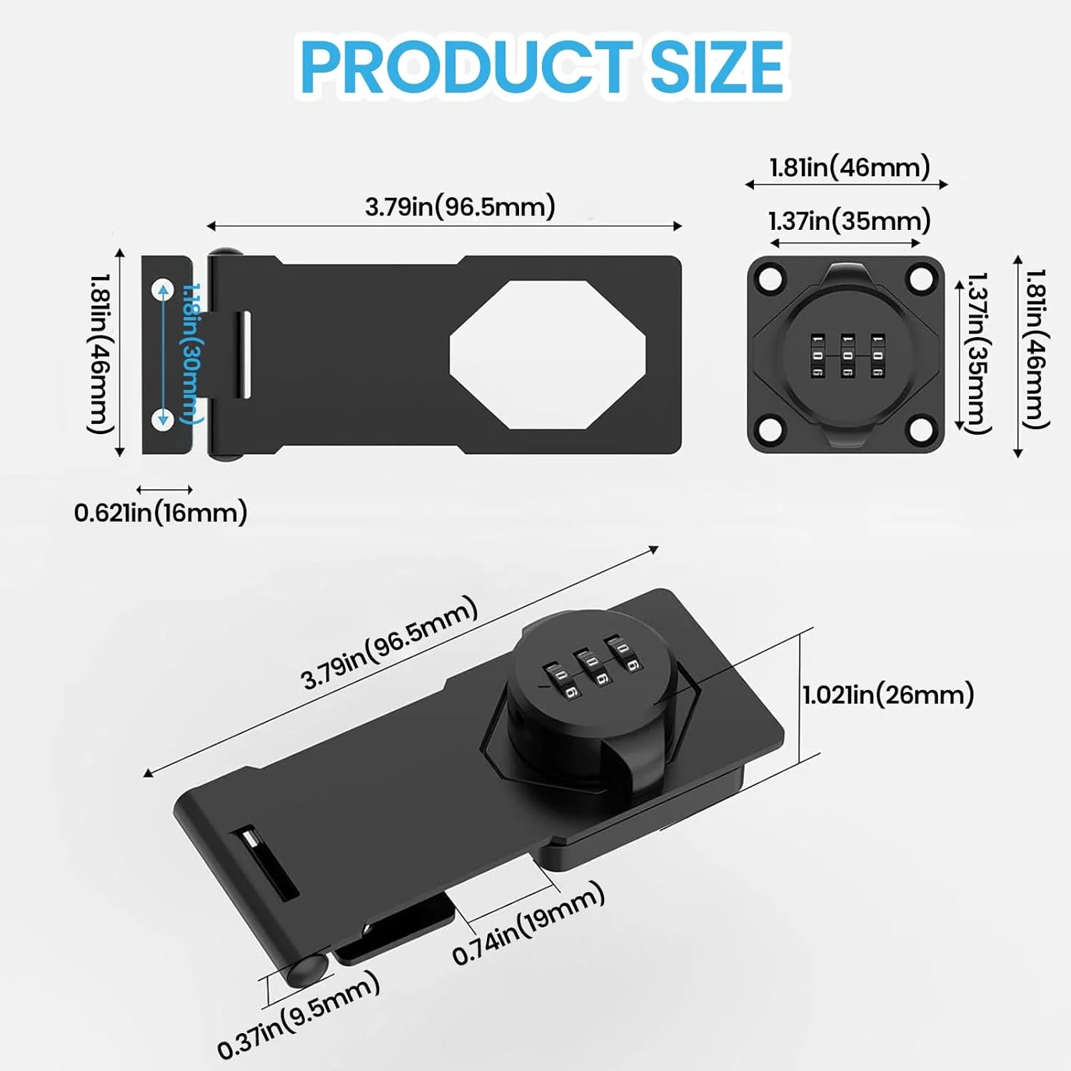 قفل رمزدار کابینت Wisfunlly، قفل بدون کلید کابینت با پیچ، قفل ترکیبی کابینت برای کابینت های درب کوچک، درب انبار، حمام، فضای باز، گاراژ، باغ