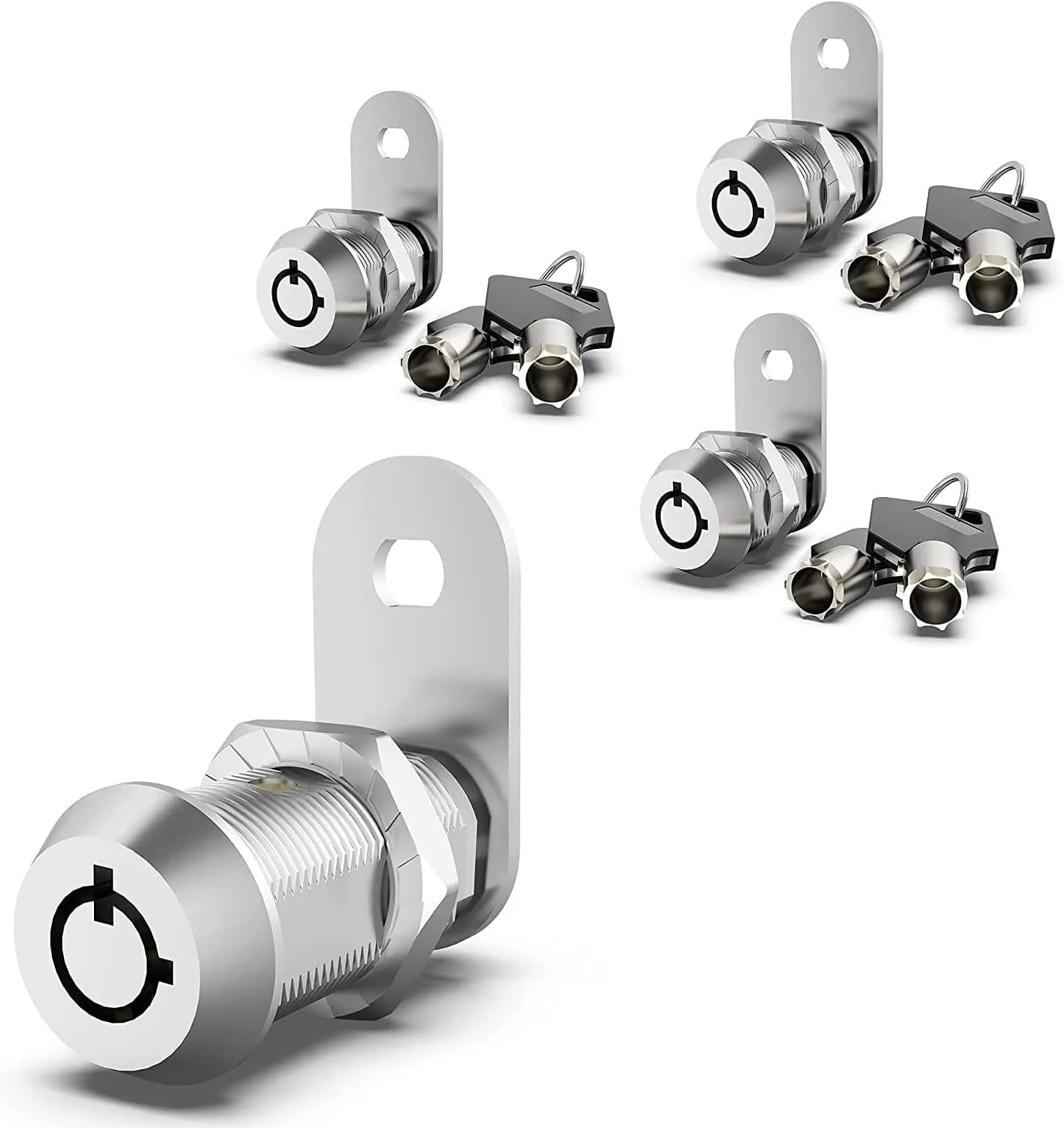 ست قفل کم کابینت TERRIFI، بسته 3 عددی، سیلندر 5/8 اینچی، قفل های کم برای ایمن سازی کشوهای پرونده، کمد، قفل سخت افزاری جایگزین سیلندر RV، آلیاژ روی با روکش کروم