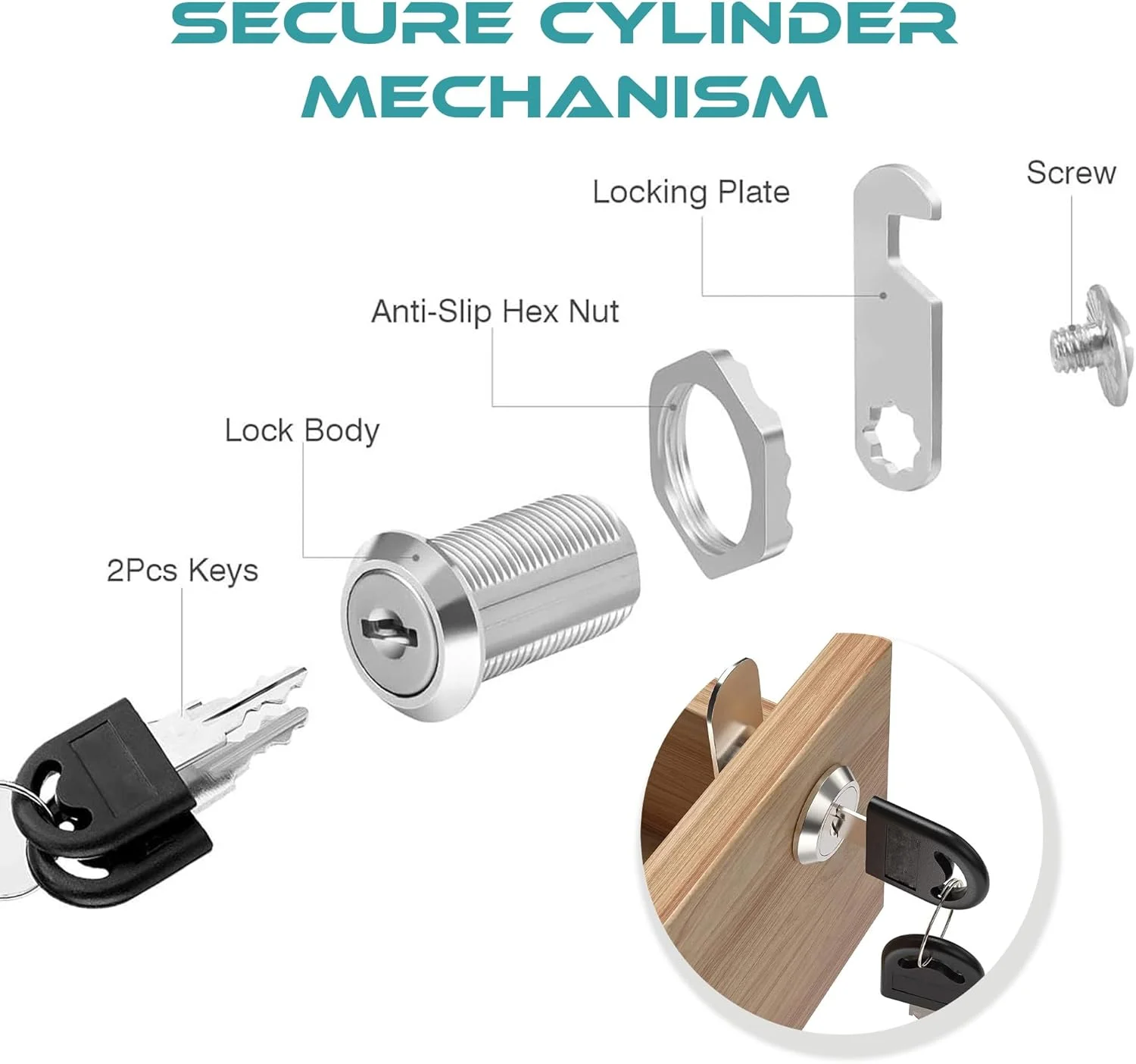 قفل صندوق پستی 30 میلی متری VersaMarts با کلید - قفل کم برای صندوق پستی، کشو، کابینت، جعبه ابزار، کمد، درب - قفل استوانه ای ایمن (1 عدد)