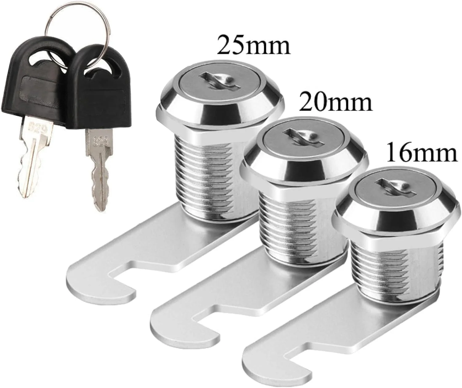 قفل زبانه ای 25 میلی متری VersaMarts برای امنیت کشو همراه با 2 کلید | قفل زبانه فلزی بادوام برای صندوق پستی، کشو، کمد و کابینت