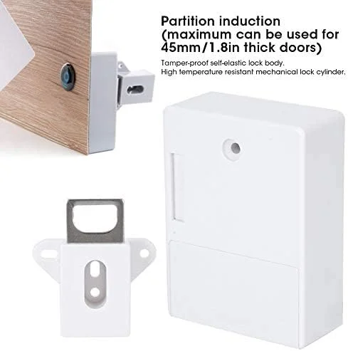 قفل کابینت هوشمند TERRIFI، قفل کابینت کارت RFID الکترونیکی، باز کردن قفل RFID مخفی DIY، برای کمد لباس، سونا، کتابخانه ها، کارخانه ها و قفسه های اداری (سفید)