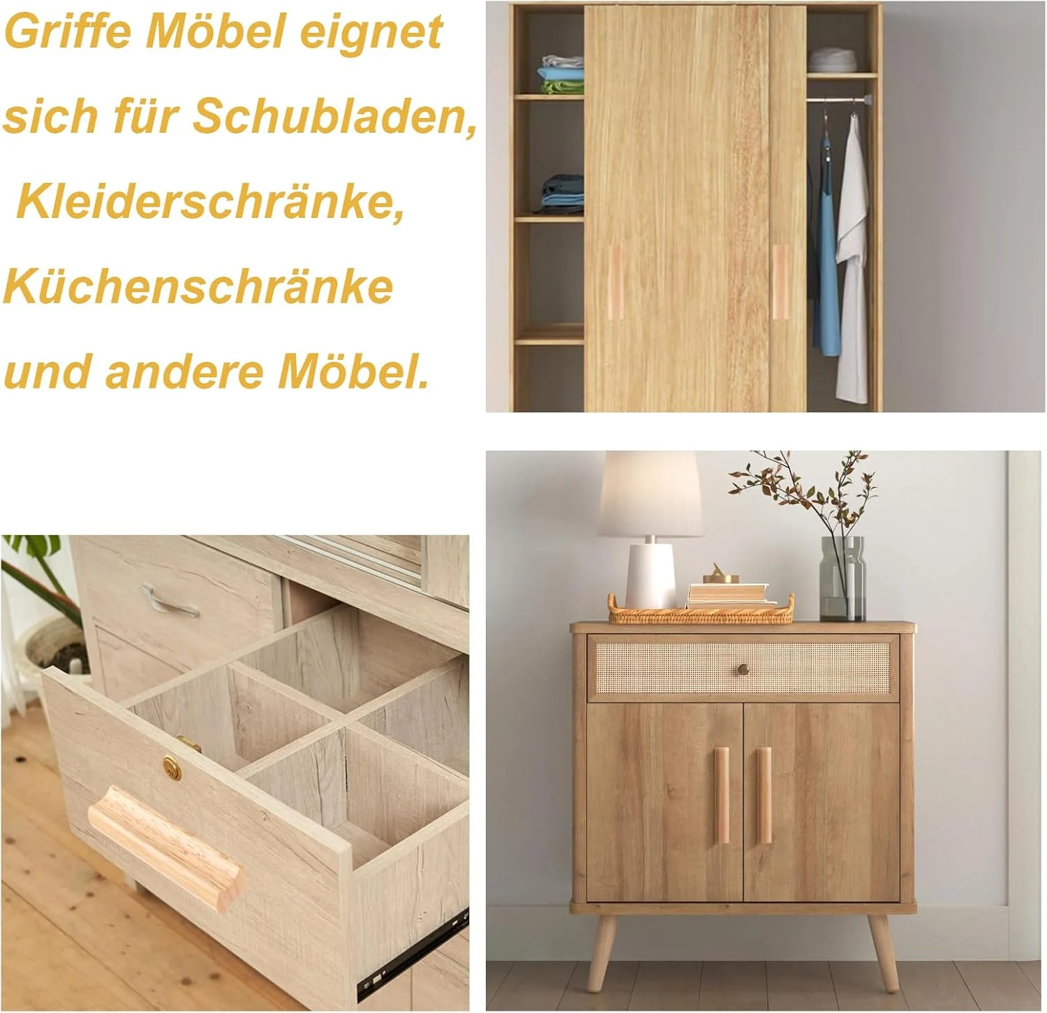 دستگیره چوبی مبلمان، بسته 6 عددی دستگیره کابینت چوبی به همراه پیچ، فاصله سوراخ 96 میلی متر، دستگیره کشو، دستگیره کمد، دستگیره چوبی مبلمان جامد، برای کابینت آشپزخانه، مبلمان، دفتر