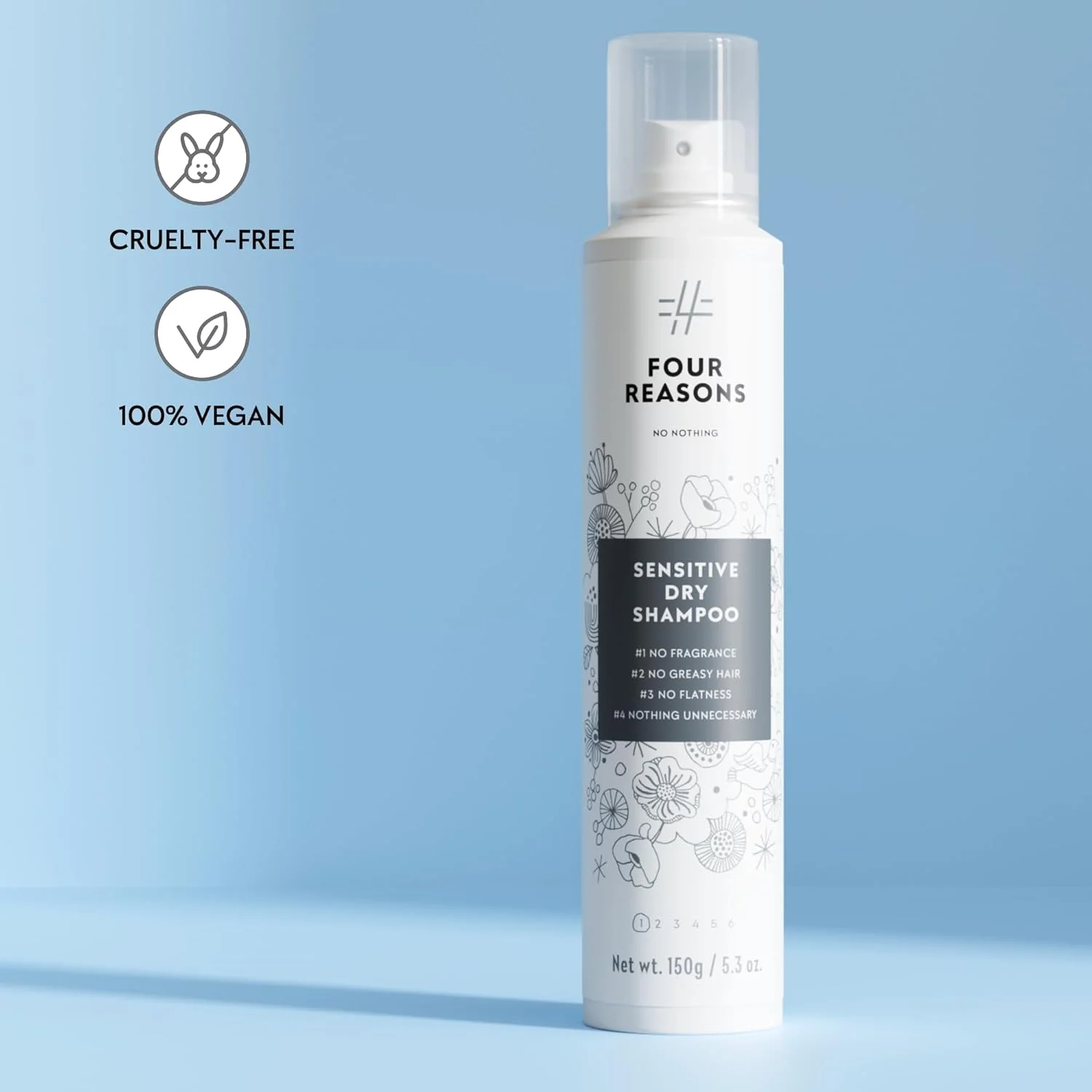 شامپو خشک بدون هیچ چیز برای زنان - شامپو خشک بدون آب و بدون عطر برای موهای تیره، بلوند و چرب. ضد حساسیت و بدون عطر برای پوست سر حساس 150 گرم