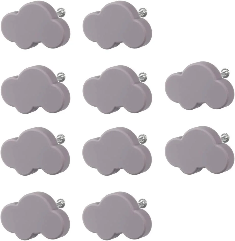 دستگیره های مبلمان کودک سایکر، دستگیره های کابینت طرح ابر کارتونی 10 عددی، دستگیره های کشوی کودکانه زیبا برای کمدهای لباس، درها، کمد، کابینت آشپزخانه (خاکستری)