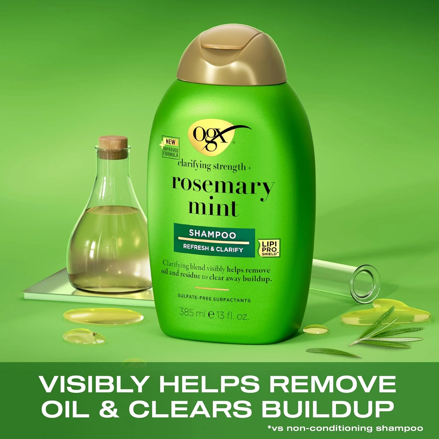 شامپو طراوت بخش پوست سر OGX با رزماری و نعناع، ترکیبی شفاف کننده برای از بین بردن چربی و مواد زائد اضافی، پاک کننده تجمع، بدون سولفات، 385 میلی لیتر شامپو طراوت بخش پوست سر OGX با رزماری و نعناع، ترکیبی شفاف کننده برای از بین بردن چربی و مواد زائد اضافی، پاک کننده تجمع، بدون سولفات، 385 میلی لیتر
