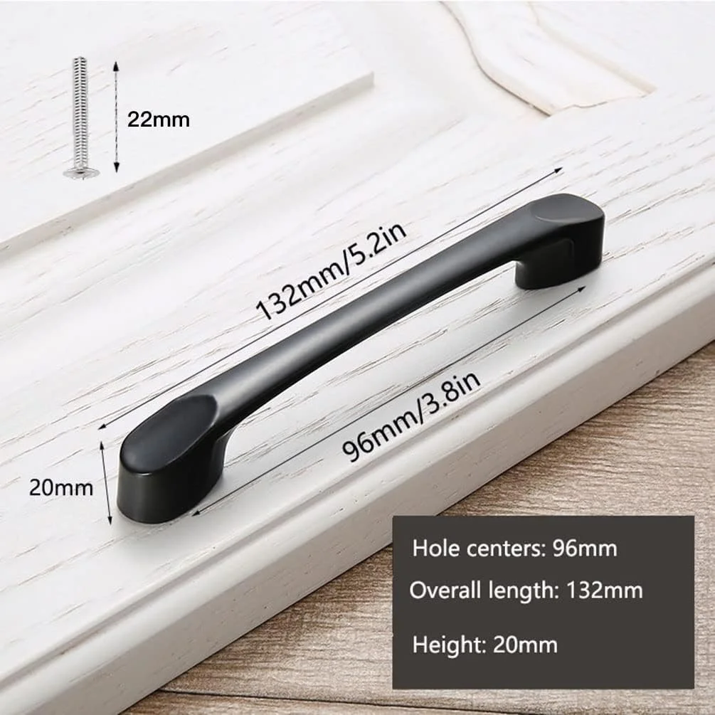 JOEJNCED 20 عدد دستگیره کمد، دستگیره کابینت، فاصله سوراخ 96 میلی متر، آلیاژ آلومینیوم، دستگیره کشو، دستگیره مشکی، برای کمد لباس، کابینت، کشو